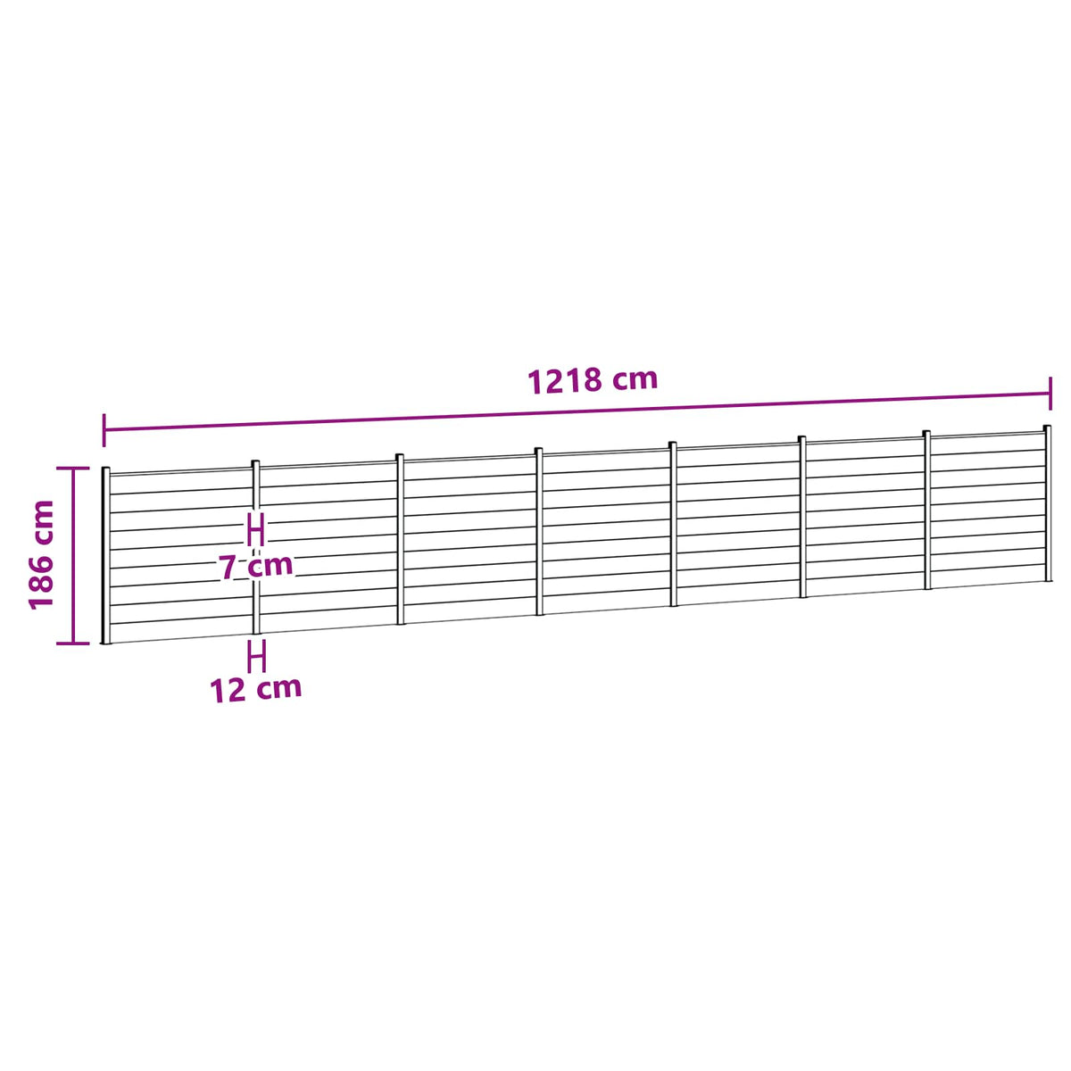 vidaXL Zestaw ogrodzeniowy 7 szt. 1218 x 186 cm WPC i aluminium Szary