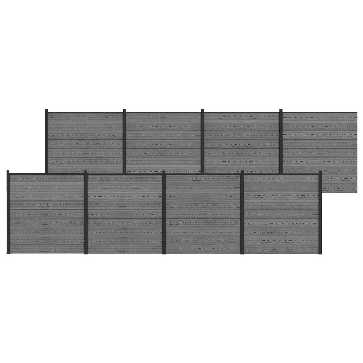 vidaXL Zestaw ogrodzeniowy 1391 x 186 cm WPC i aluminium Szary