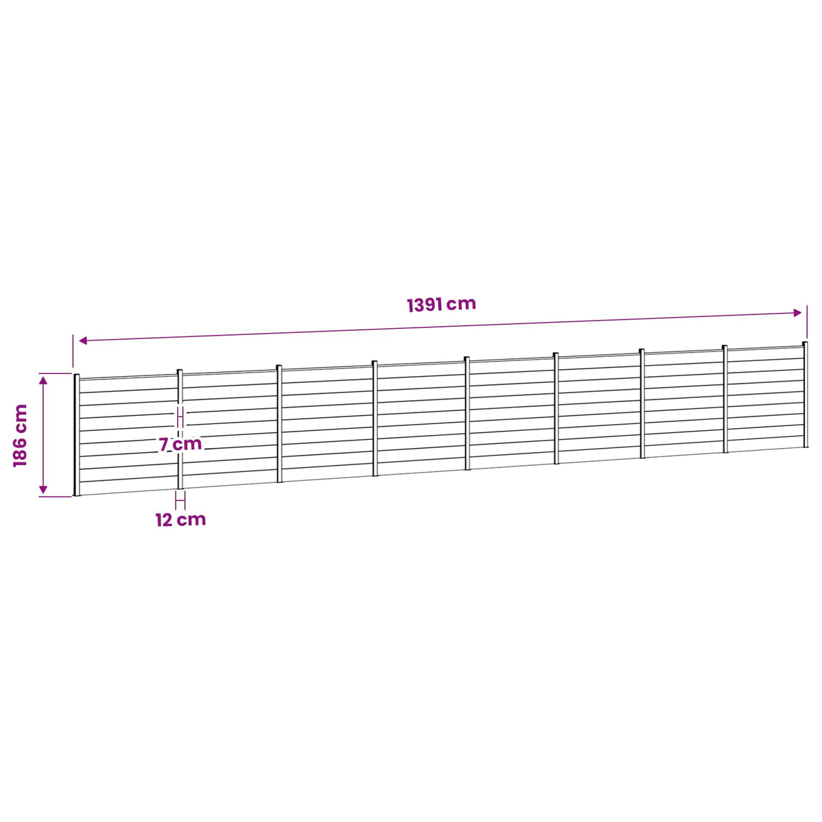 vidaXL Zestaw ogrodzeniowy 1391 x 186 cm WPC i aluminium Szary