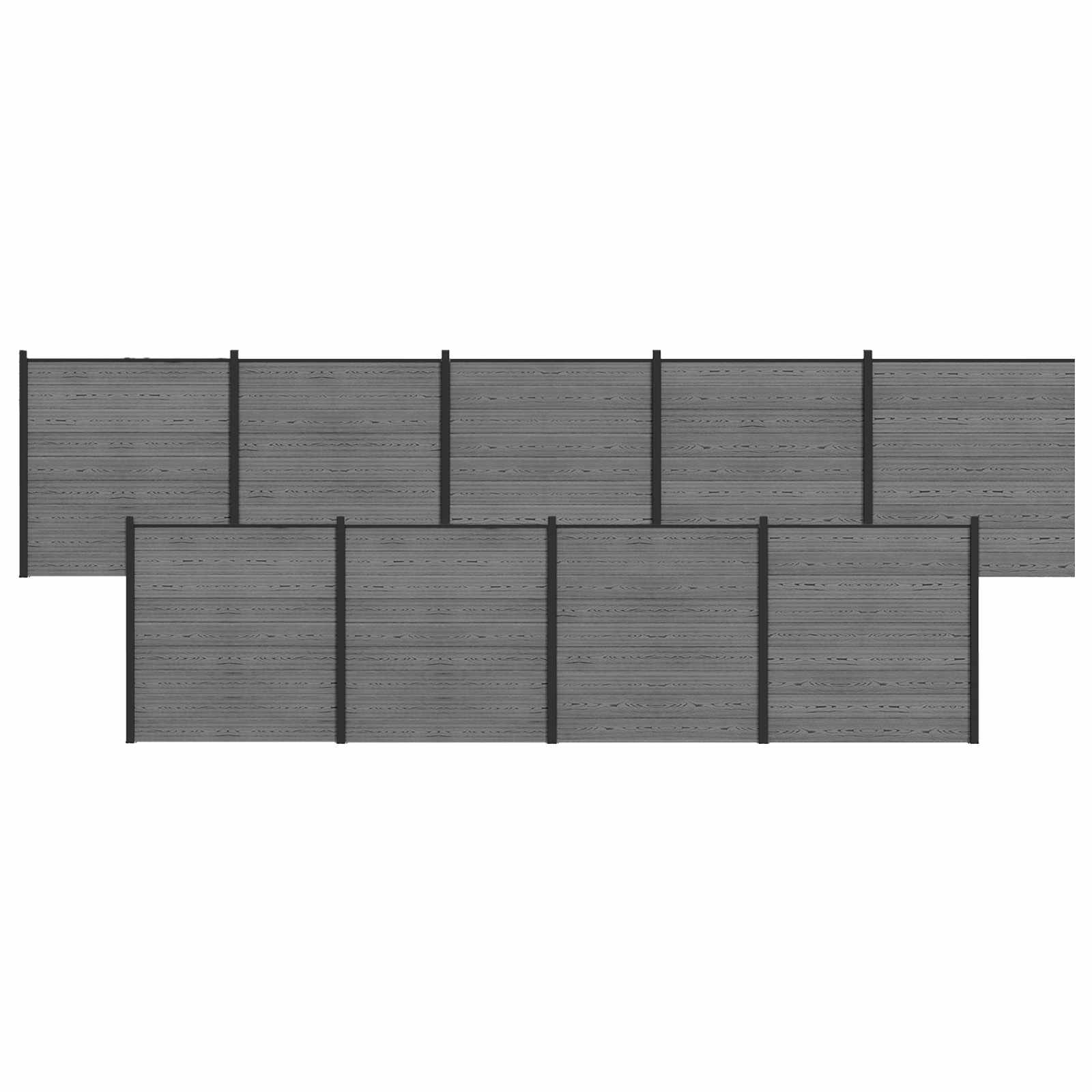 vidaXL Zestaw ogrodzeniowy 1564 x 186 cm WPC i aluminium Szary