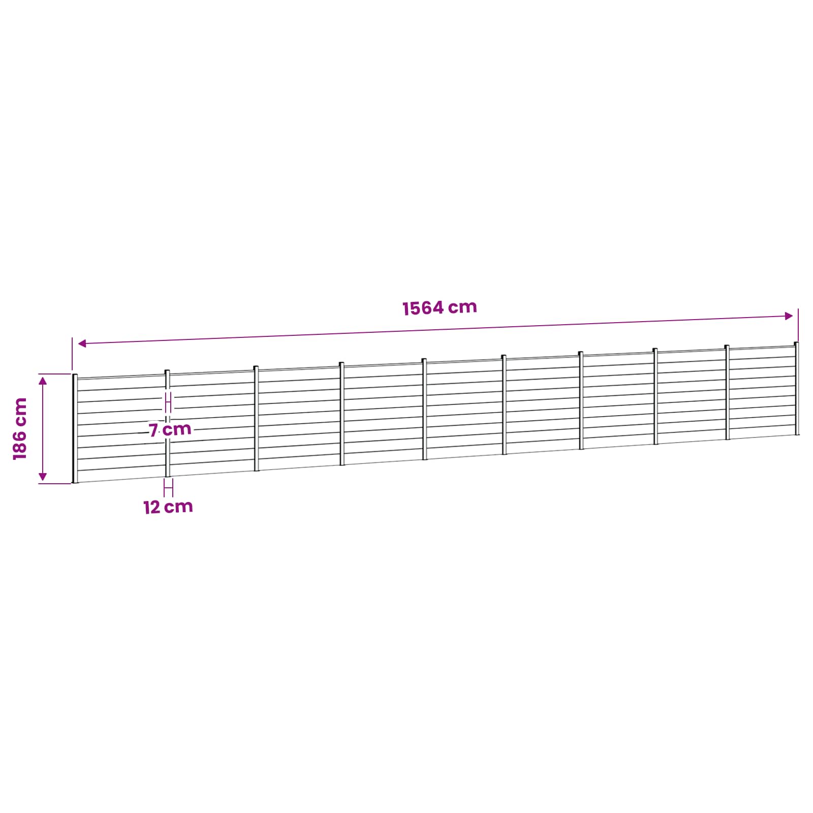 vidaXL Zestaw ogrodzeniowy 1564 x 186 cm WPC i aluminium Szary