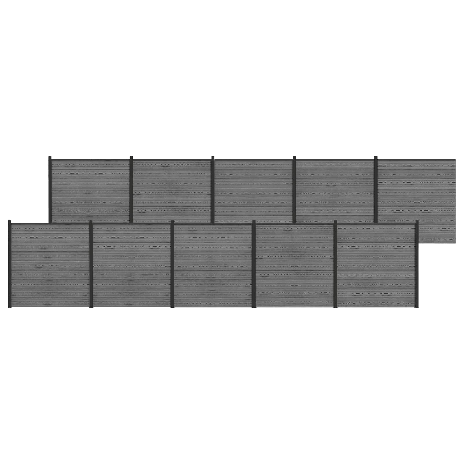 vidaXL Zestaw ogrodzeniowy 1737 x 186 cm WPC i aluminium Szary