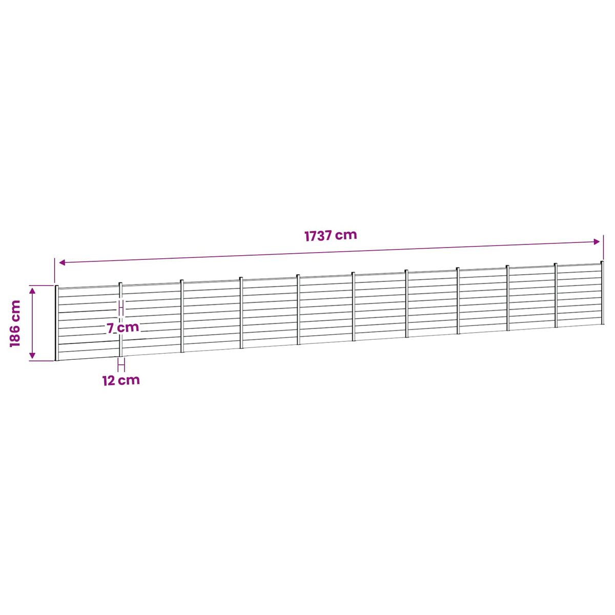 vidaXL Zestaw ogrodzeniowy 1737 x 186 cm WPC i aluminium Szary