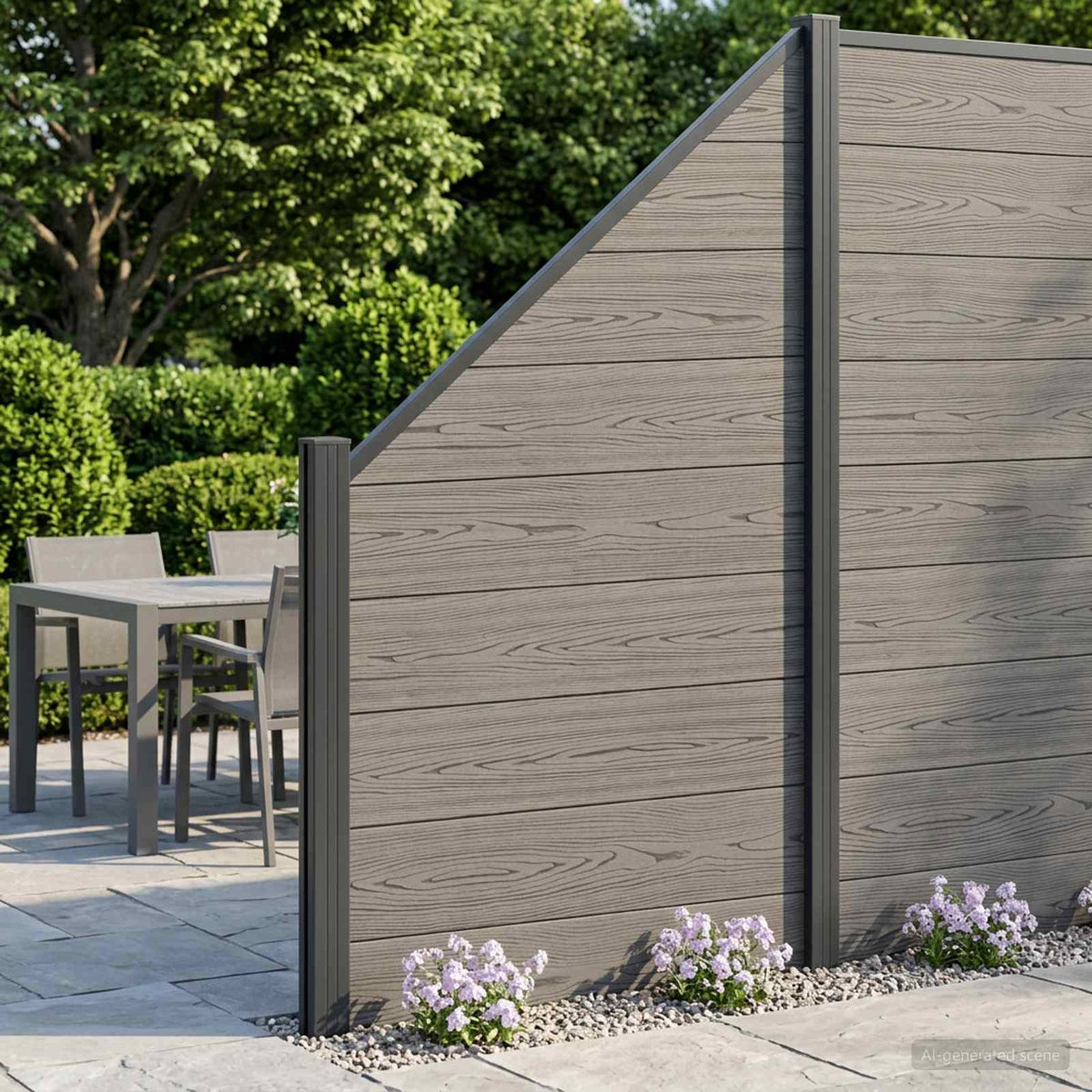 vidaXL Zestaw ogrodzeniowy 9 szt. 1484 x 186 cm WPC i aluminium Szary