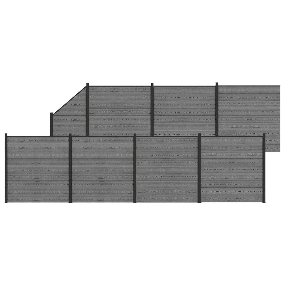 vidaXL Zestaw ogrodzeniowy 1311 x 186 cm WPC i aluminium Szary