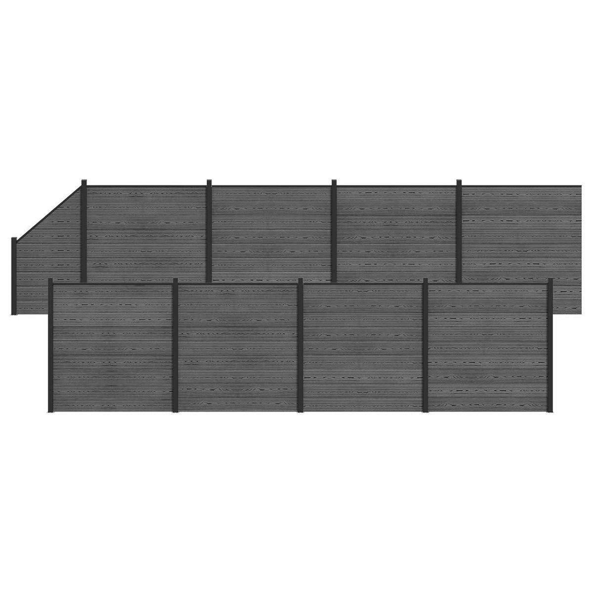 vidaXL Zestaw ogrodzeniowy 9 szt. 1484 x 186 cm WPC i aluminium Szary