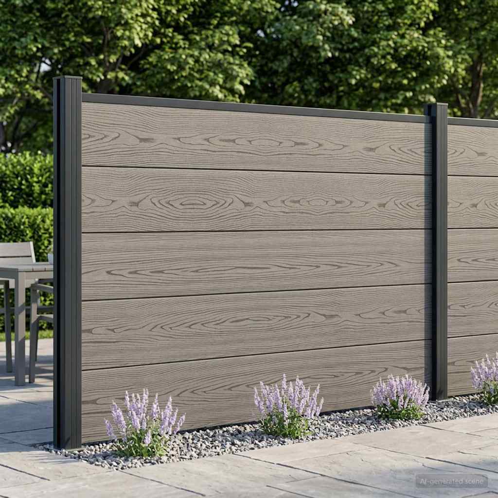 vidaXL Zestaw ogrodzeniowy 180 x 105 cm WPC i aluminium Szary