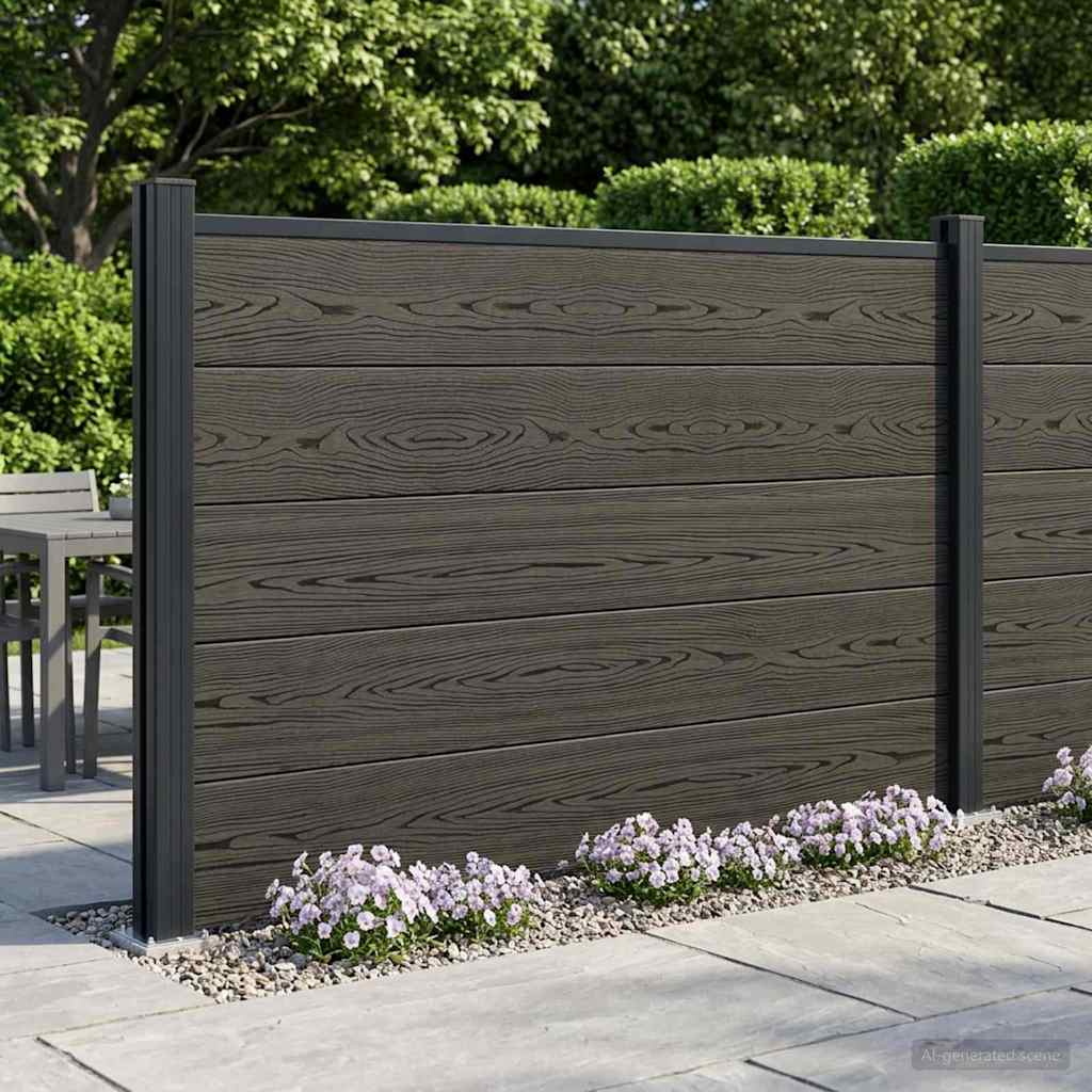 vidaXL Zestaw ogrodzeniowy 180 x 105 cm WPC i aluminium Czarny