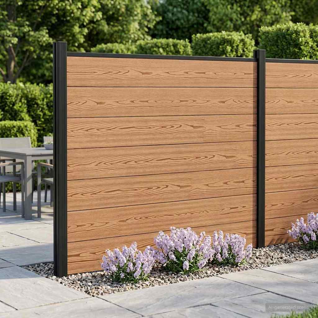 vidaXL Panel ogrodzeniowy WPC i aluminium brązowy