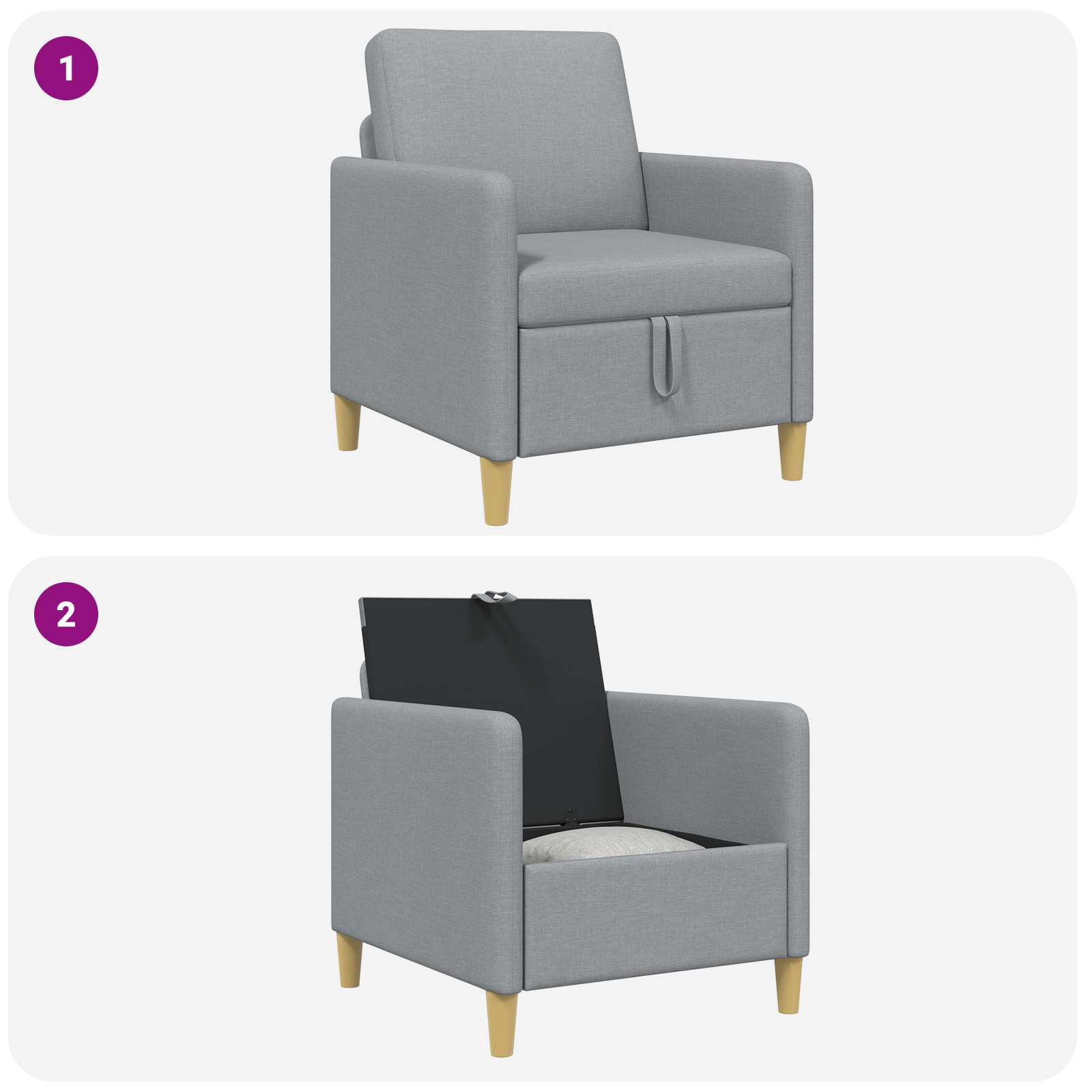 vidaXL Sofa z miejscem do przechowywania jasnoszary 72 x 78 x 87 cm