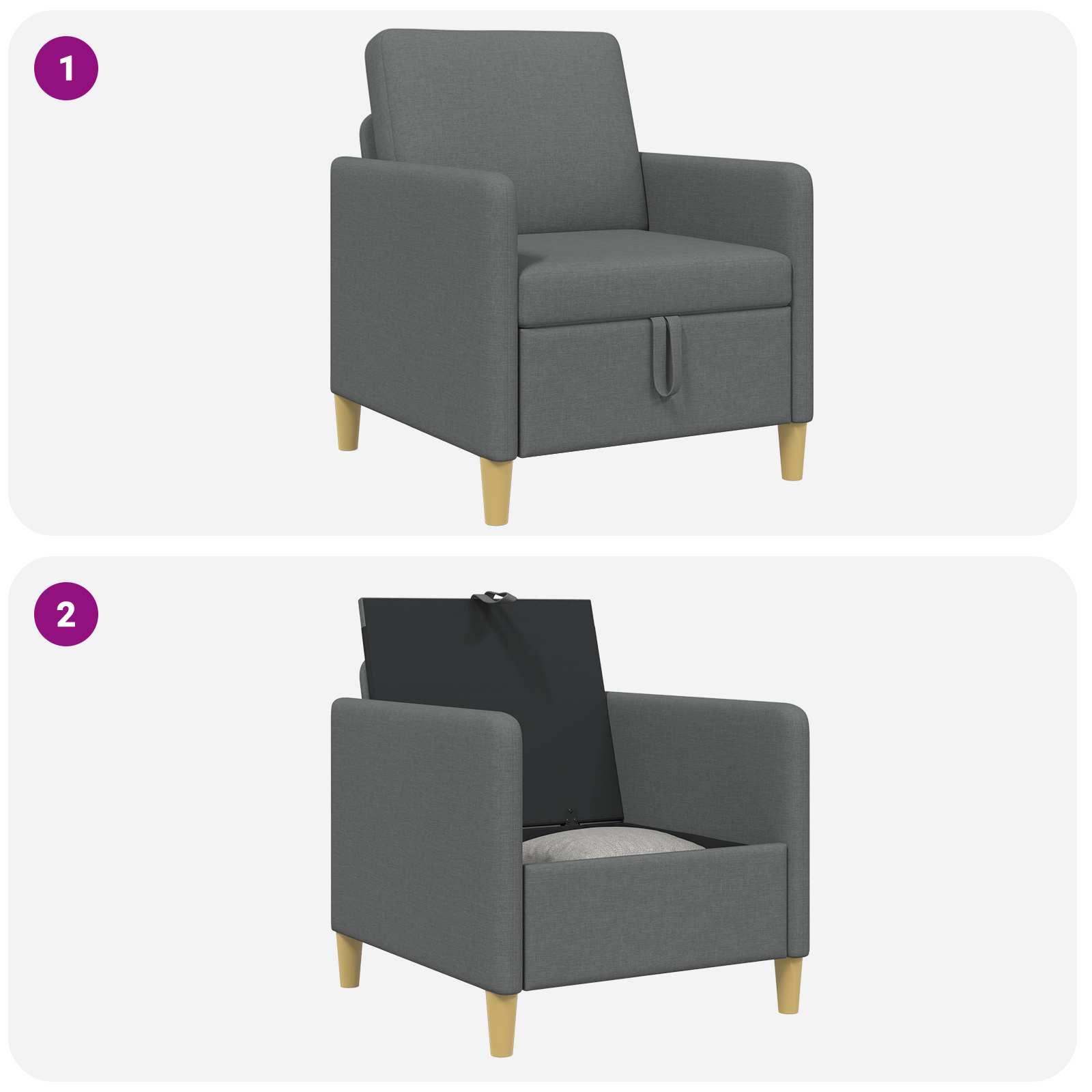 vidaXL Sofa z miejscem do przechowywania ciemnoszary 72 x 78 x 87 cm