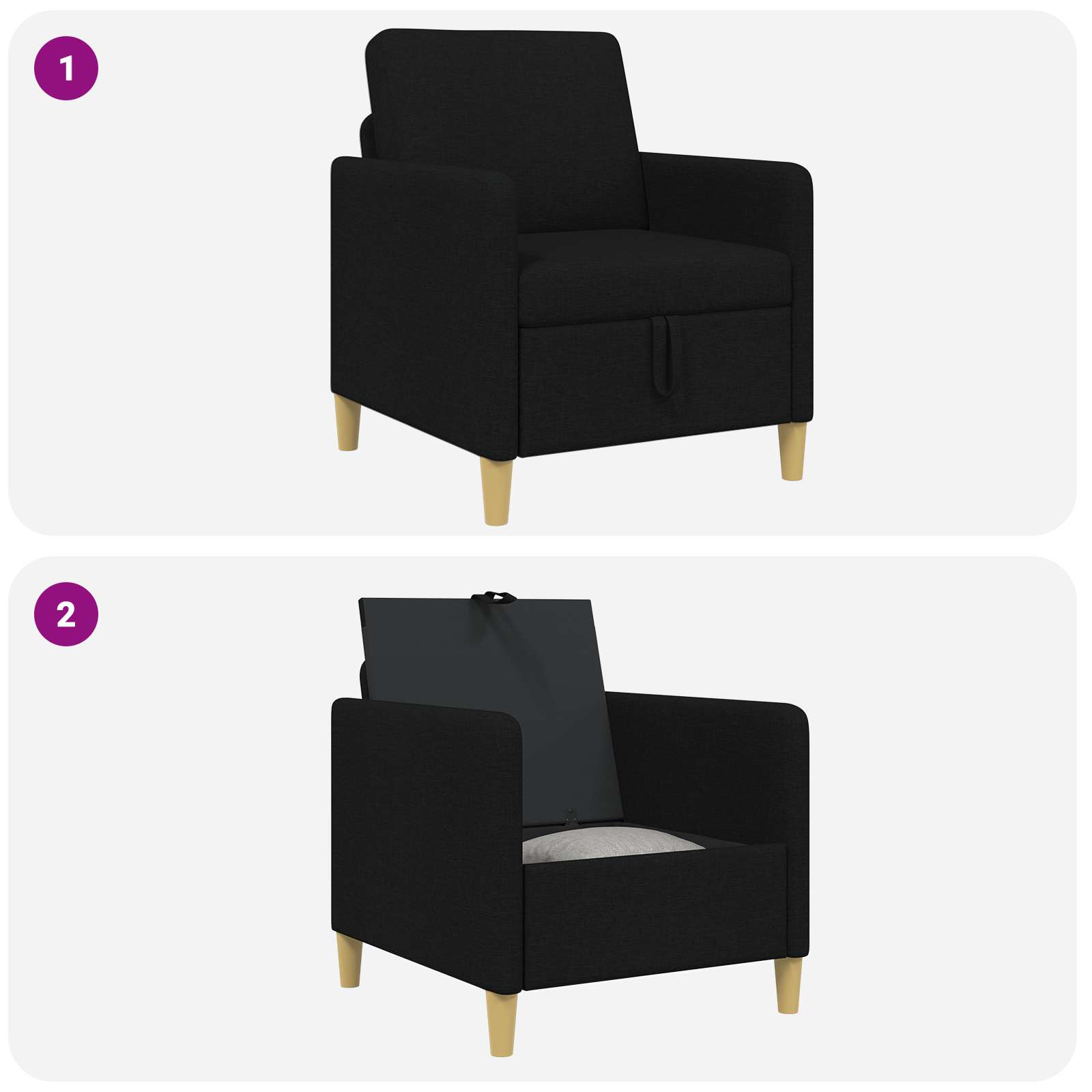 vidaXL Sofa z miejscem do przechowywania Czarny 72 x 78 x 87 cm