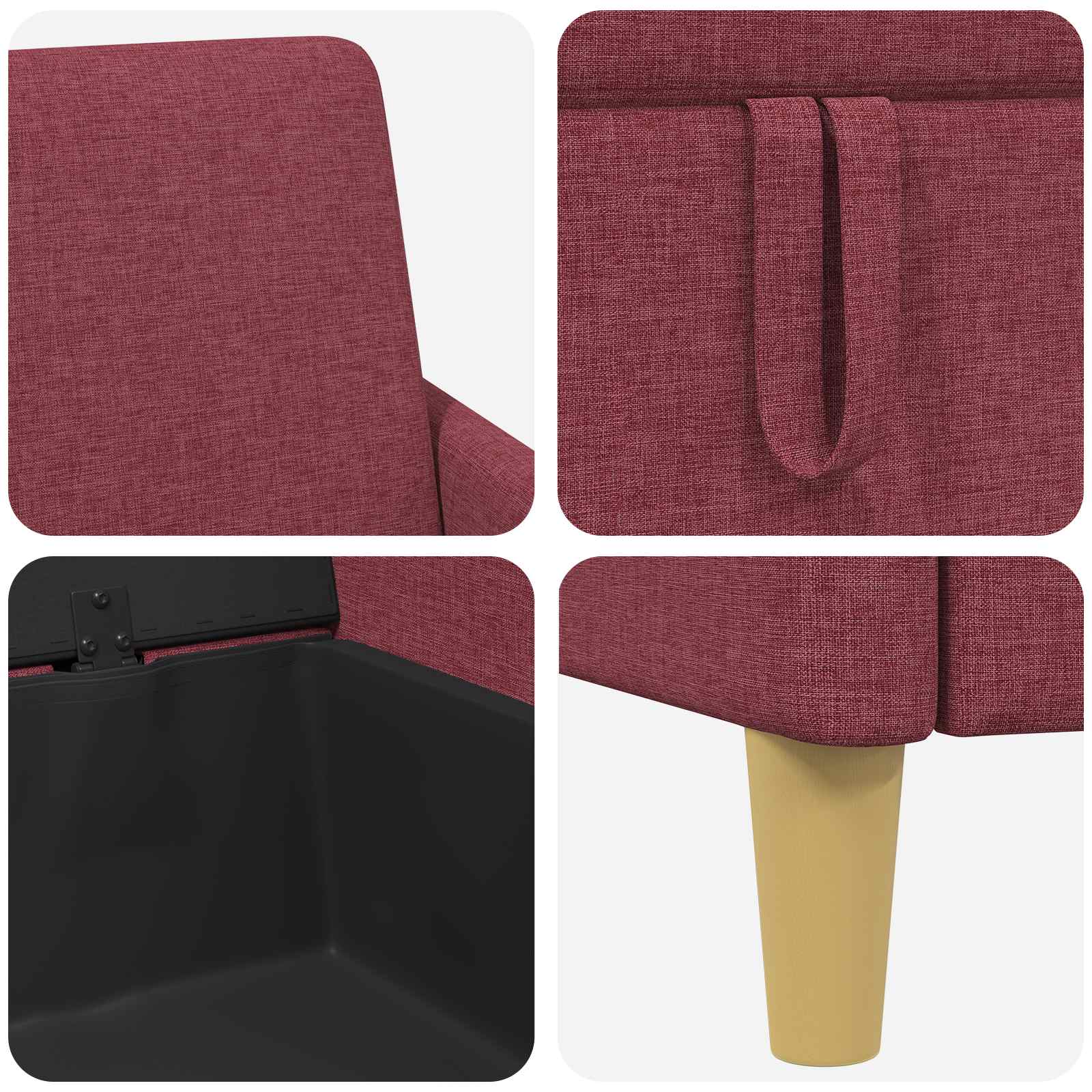 vidaXL Sofa z miejscem do przechowywania Czerwone wino 72 x 78 x 87 cm