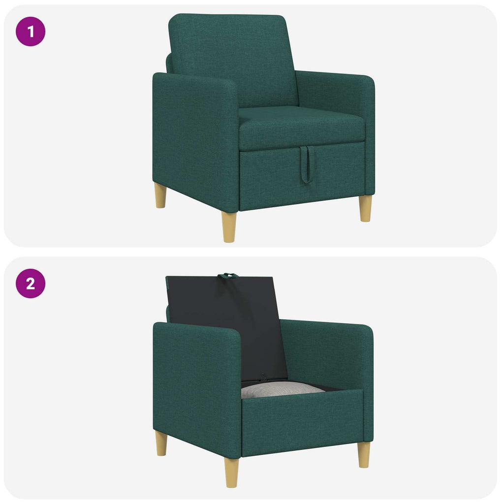vidaXL Sofa z miejscem do przechowywania Ciemnozielony 72 x 78 x 87 cm