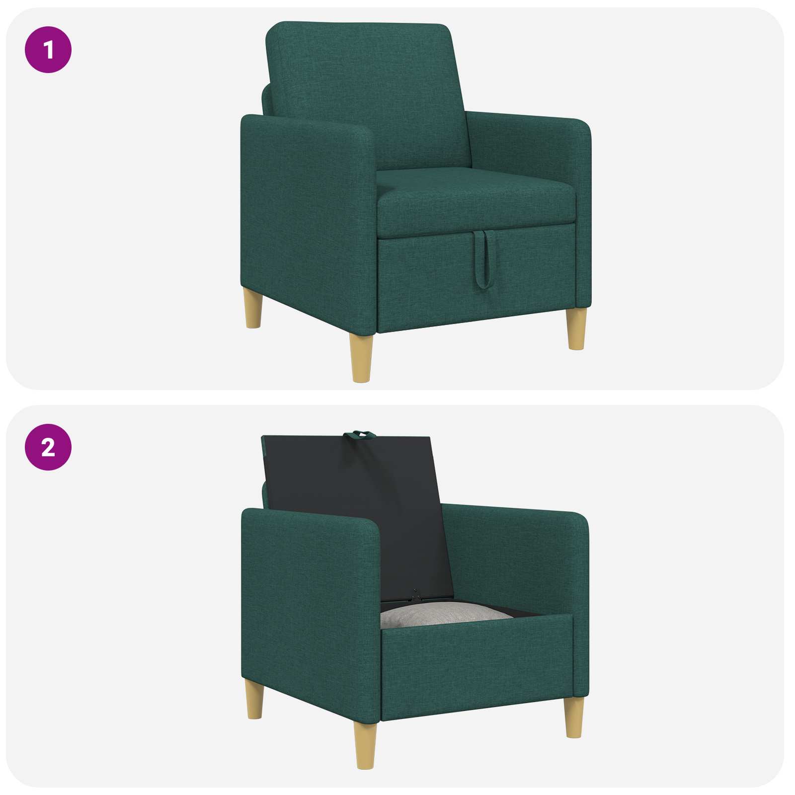 vidaXL Sofa z miejscem do przechowywania Ciemnozielony 72 x 78 x 87 cm