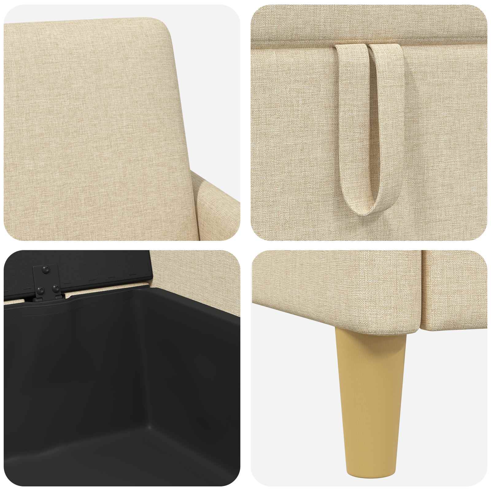 vidaXL Sofa z miejscem do przechowywania kremowy 72 x 78 x 87 cm