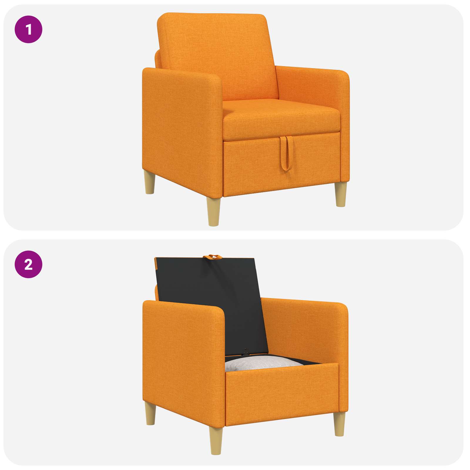 vidaXL Sofa z miejscem do przechowywania Ciemny Żółty 72 x 78 x 87 cm