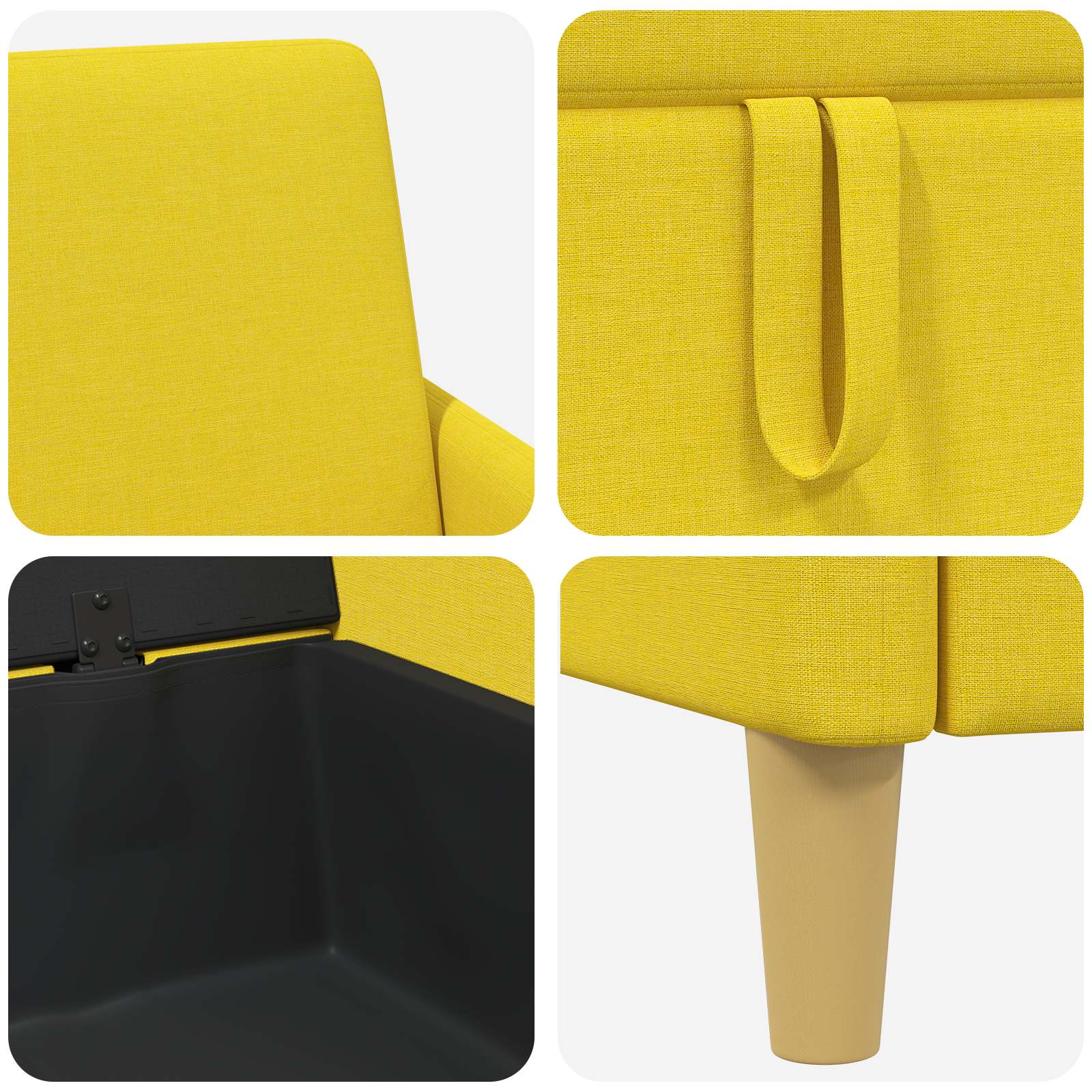 vidaXL Sofa z miejscem do przechowywania Jasnożółty 72 x 78 x 87 cm