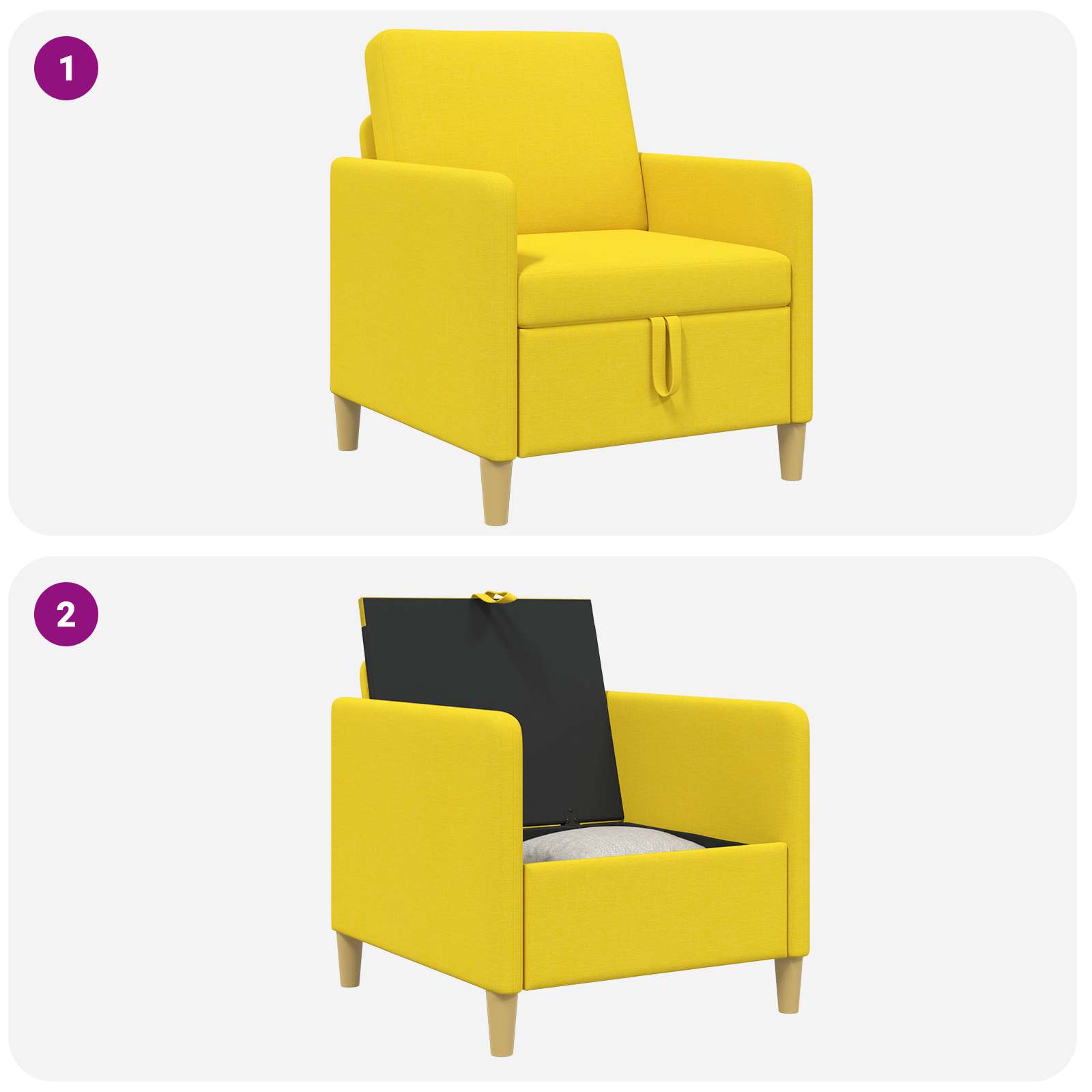 vidaXL Sofa z miejscem do przechowywania Jasnożółty 72 x 78 x 87 cm
