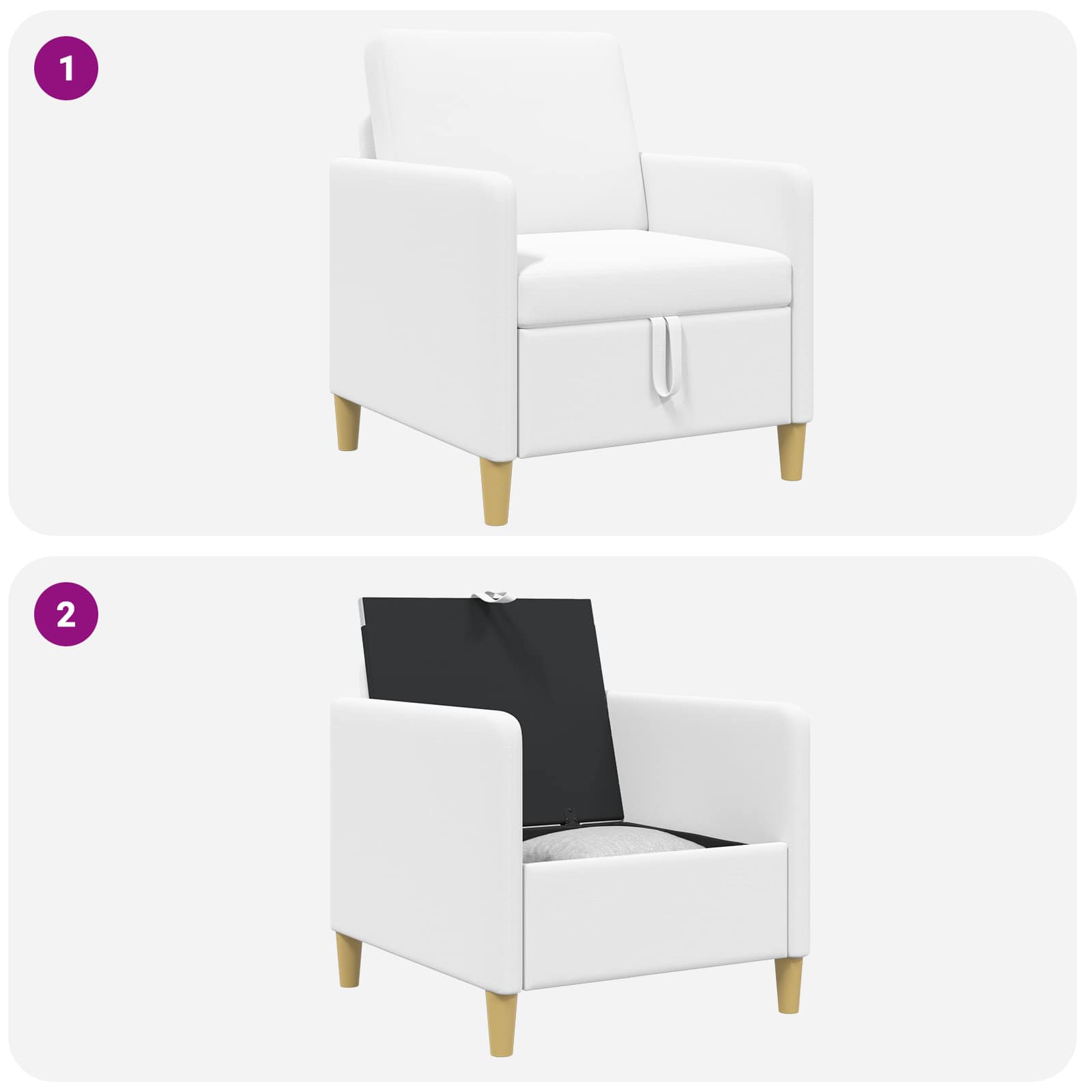 vidaXL Sofa z miejscem do przechowywania Biały 72 x 78 x 87 cm