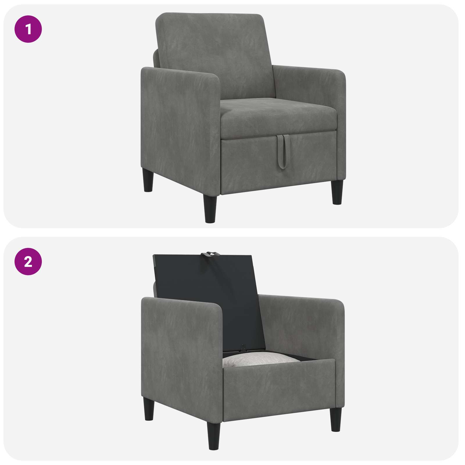 vidaXL Sofa z miejscem do przechowywania ciemnoszary 72 x 78 x 87 cm