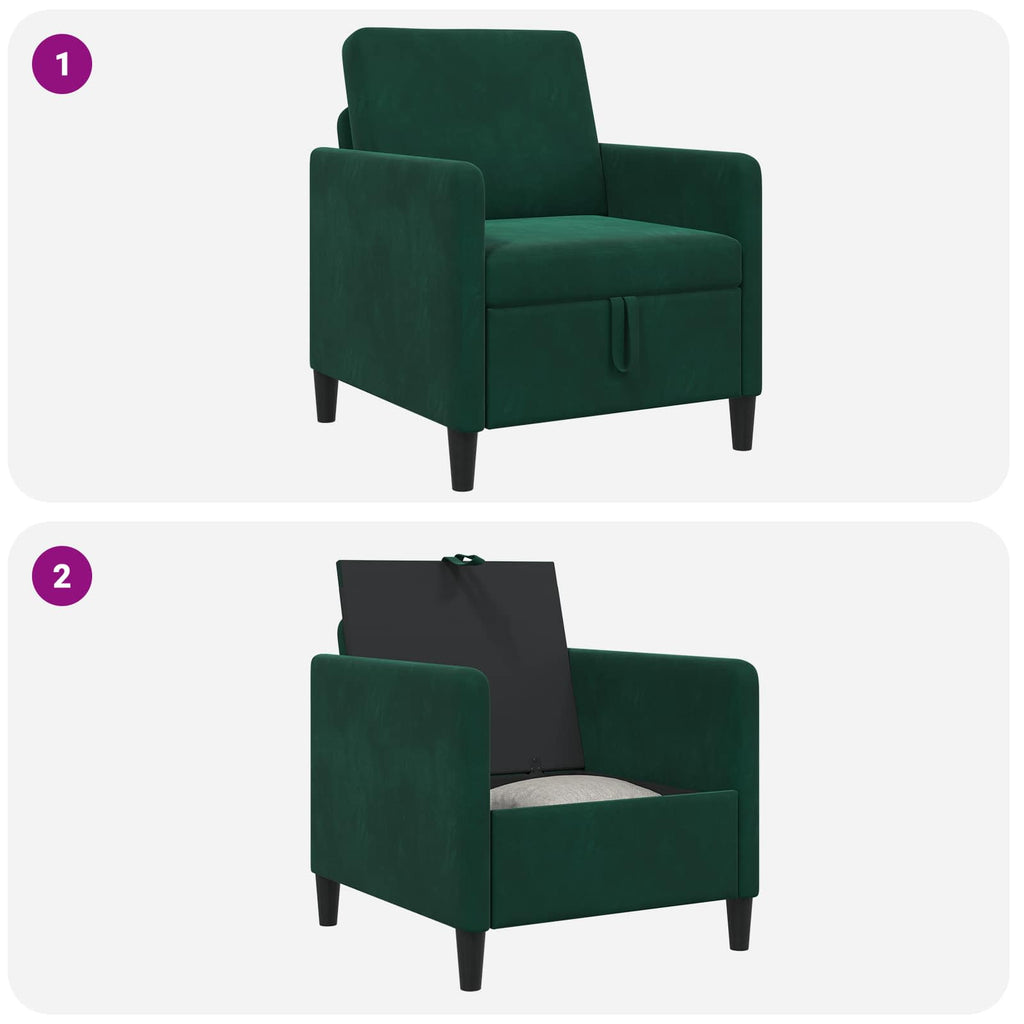 vidaXL Sofa z miejscem do przechowywania Ciemnozielony 72 x 78 x 87 cm