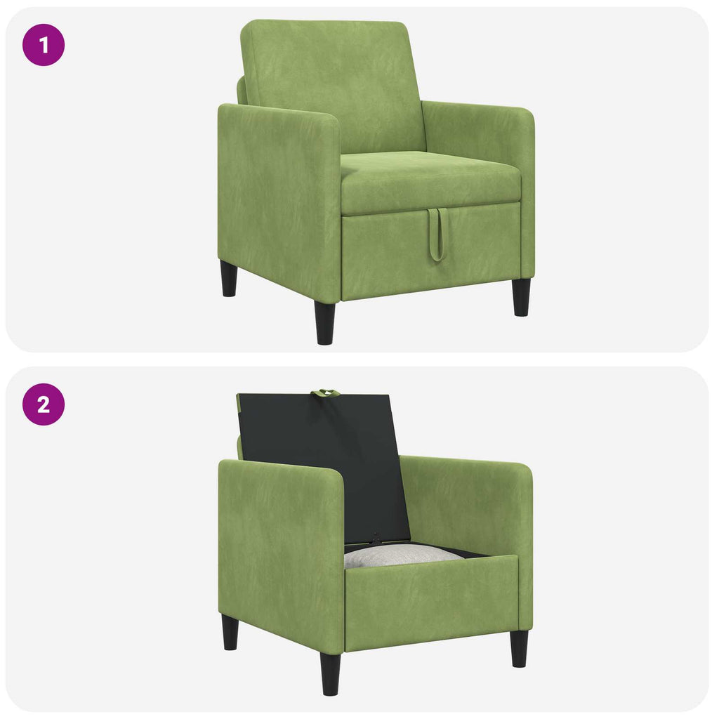 vidaXL Sofa z miejscem do przechowywania Jasnozielony 72 x 78 x 87 cm