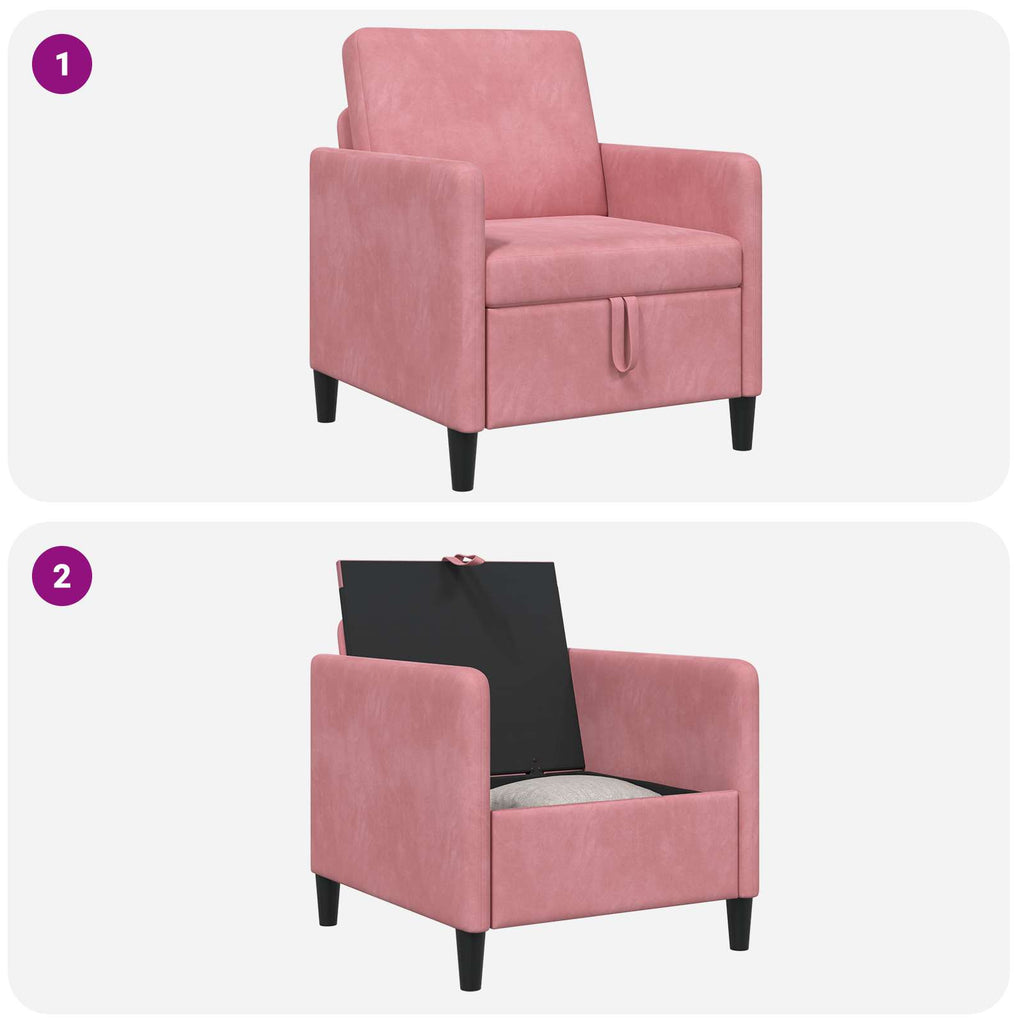 vidaXL Sofa z miejscem do przechowywania różowy 72 x 78 x 87 cm