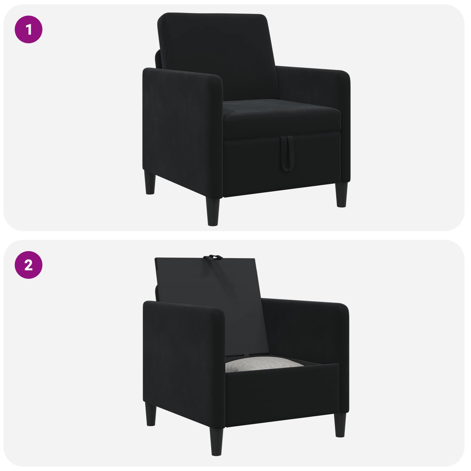 vidaXL Sofa z miejscem do przechowywania Czarny 72 x 78 x 87 cm