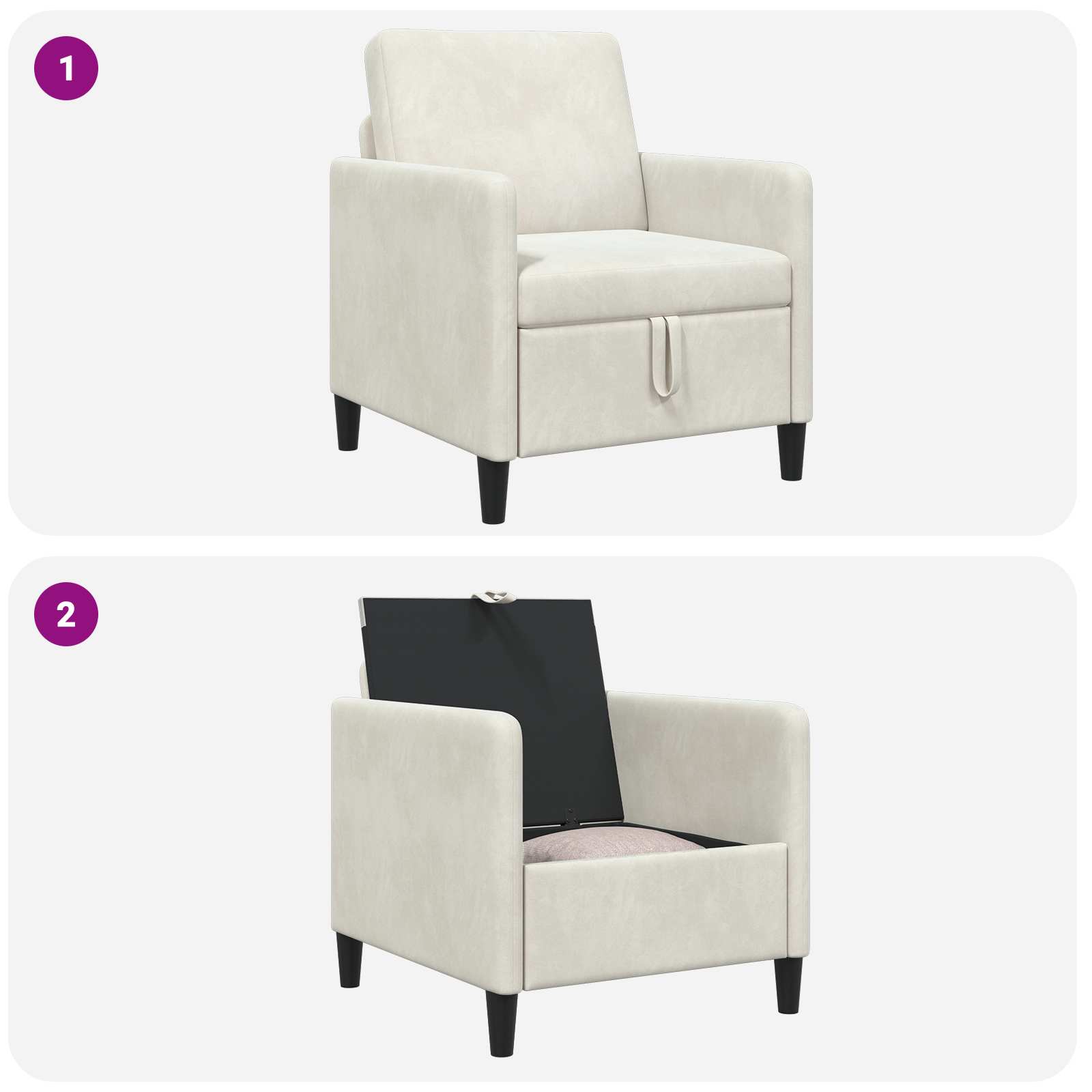 vidaXL Sofa z miejscem do przechowywania kremowy 72 x 78 x 87 cm