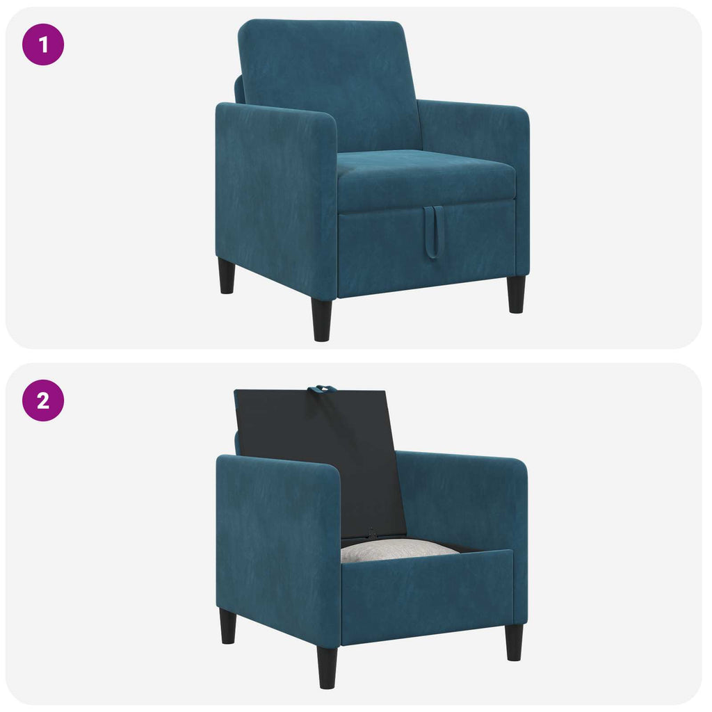 vidaXL Sofa z miejscem do przechowywania niebieski 72 x 78 x 87 cm