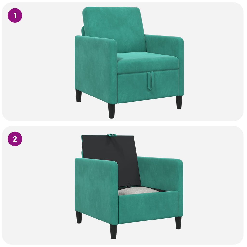 vidaXL Sofa z miejscem do przechowywania Turkusowy 72 x 78 x 87 cm