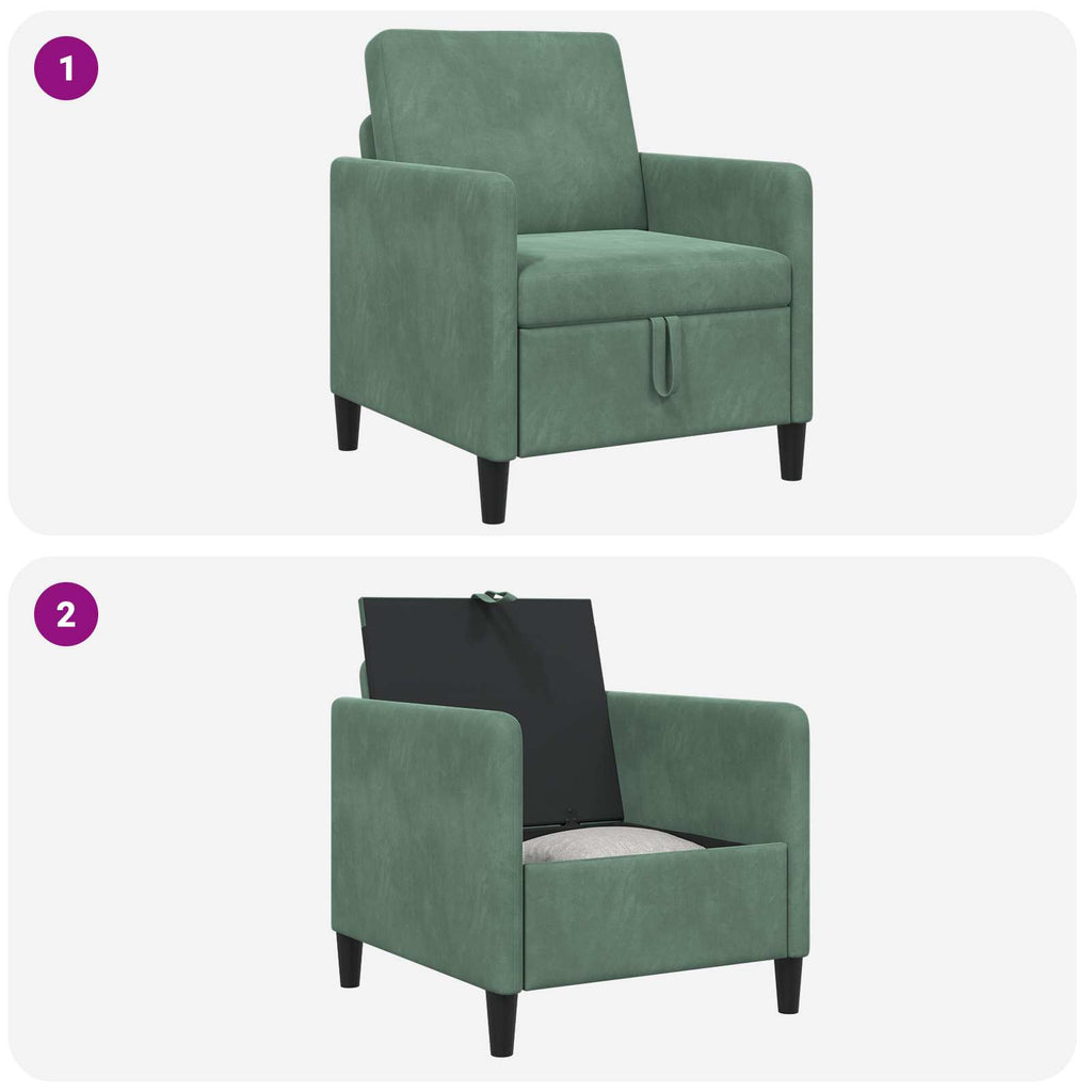 vidaXL Sofa z miejscem do przechowywania Zielony morski Poliester