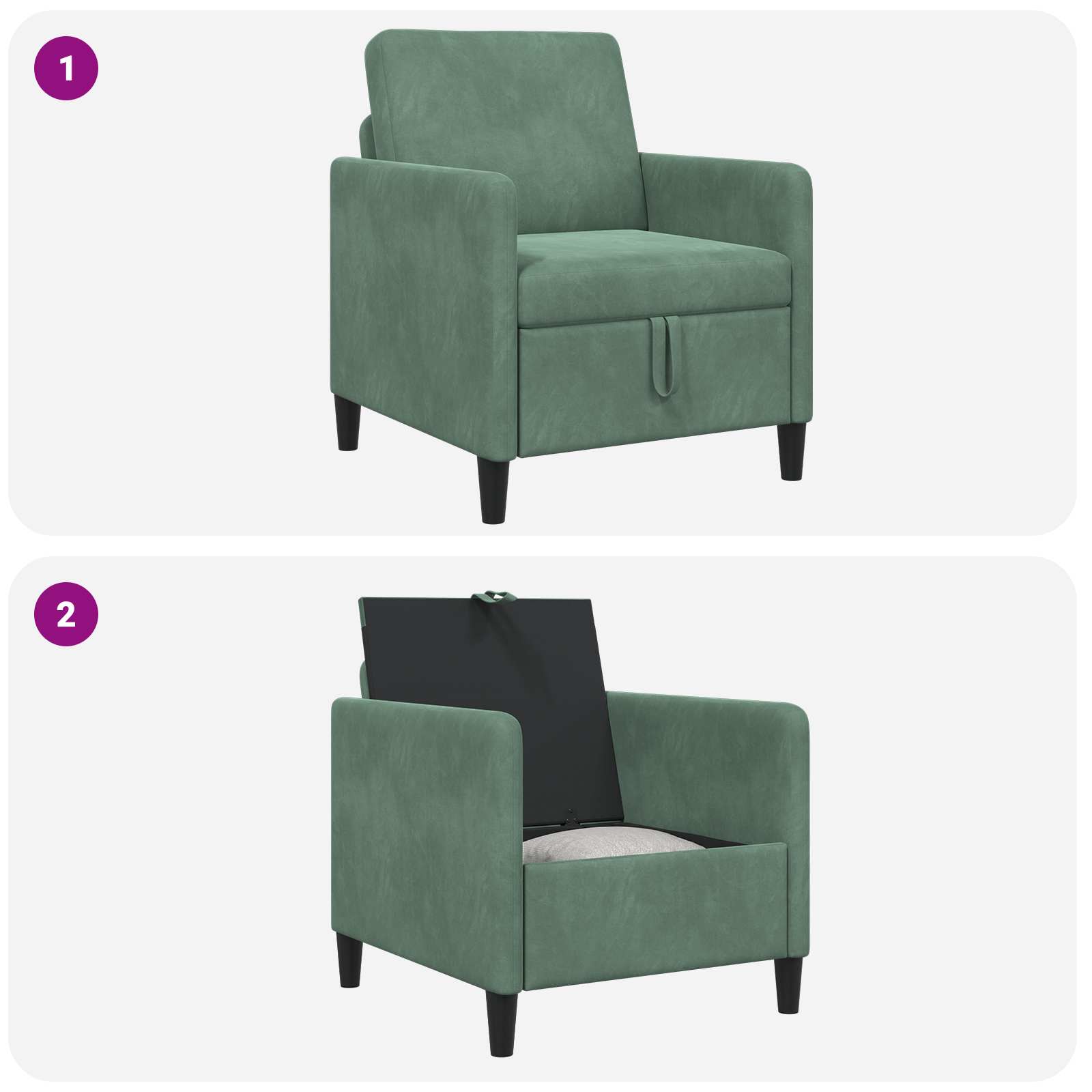vidaXL Sofa z miejscem do przechowywania Zielony morski Poliester