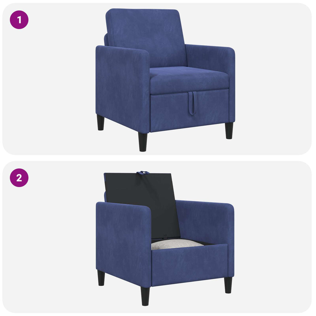 vidaXL Sofa z miejscem do przechowywania Niebieski policyjny Poliester
