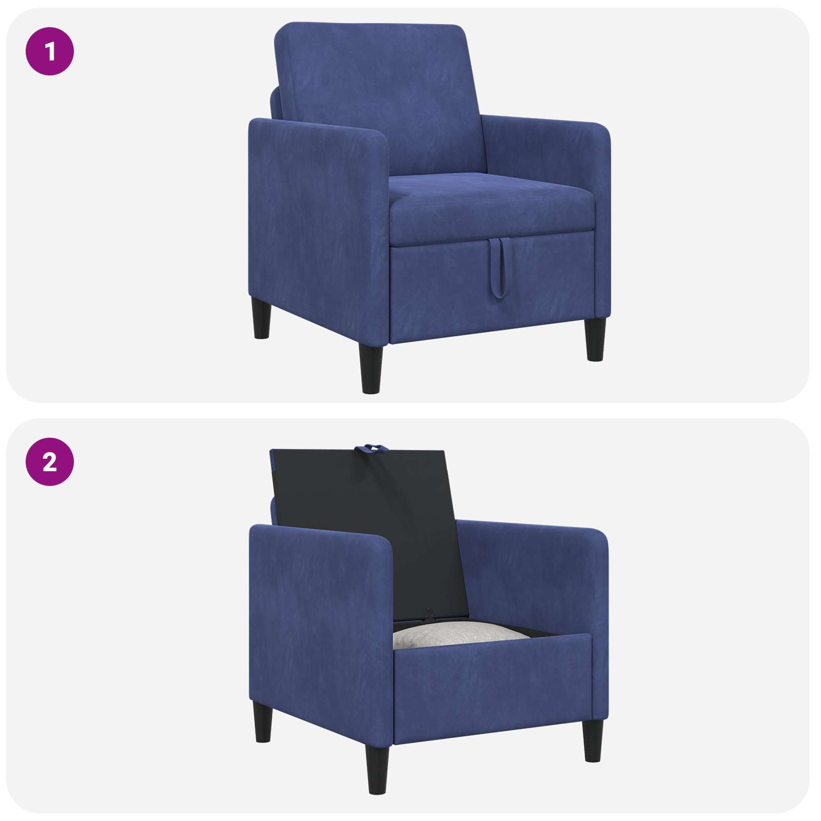 vidaXL Sofa z miejscem do przechowywania Niebieski policyjny Poliester