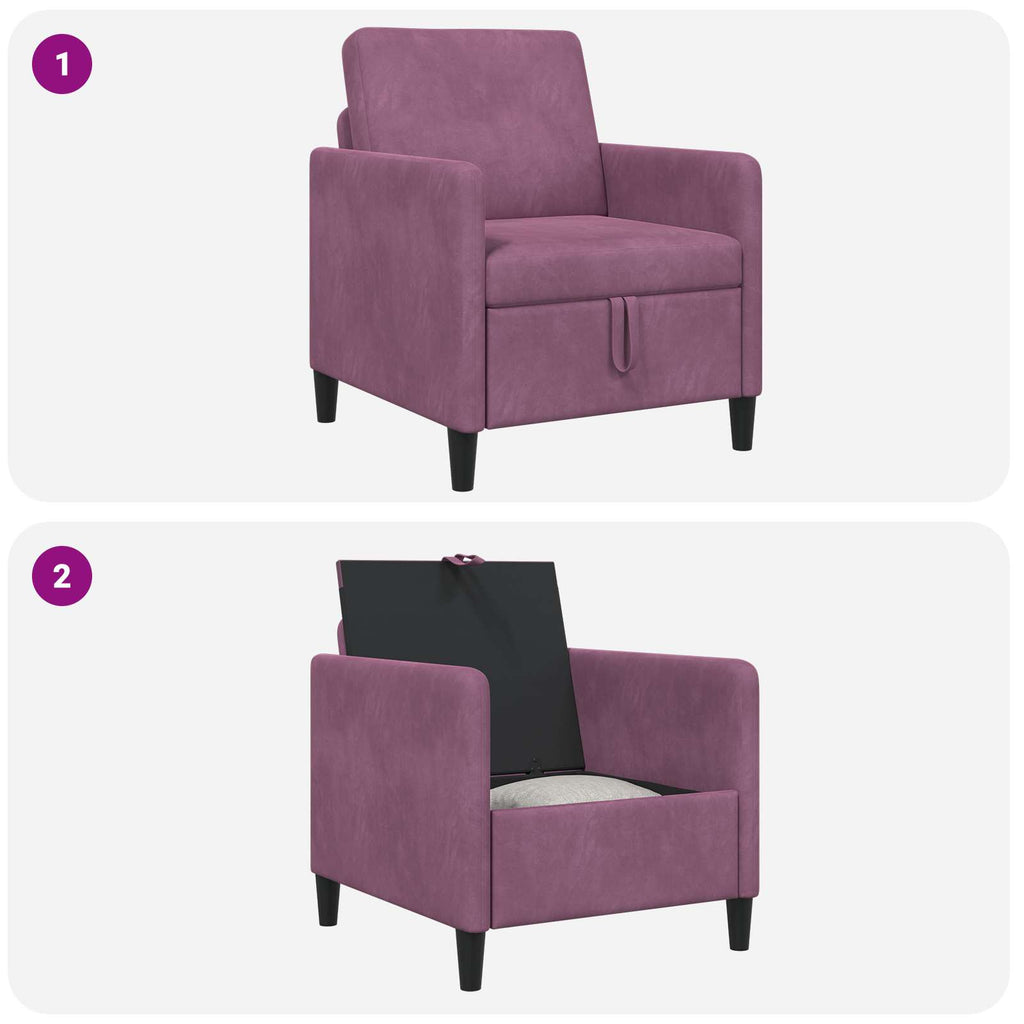 vidaXL Sofa z miejscem do przechowywania Fioletowy 72 x 78 x 87 cm
