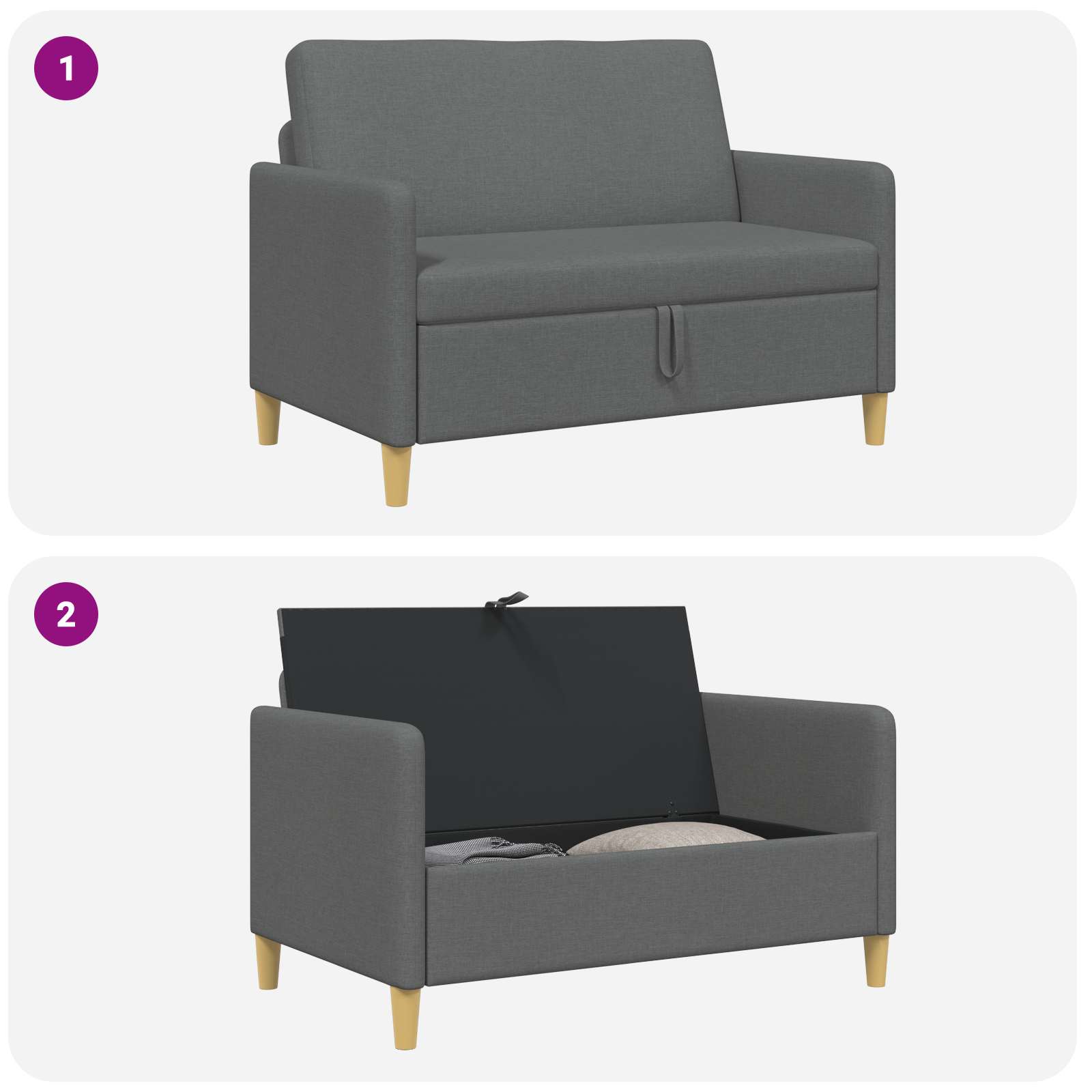 vidaXL Sofa z miejscem do przechowywania ciemnoszary 122 x 78 x 87 cm