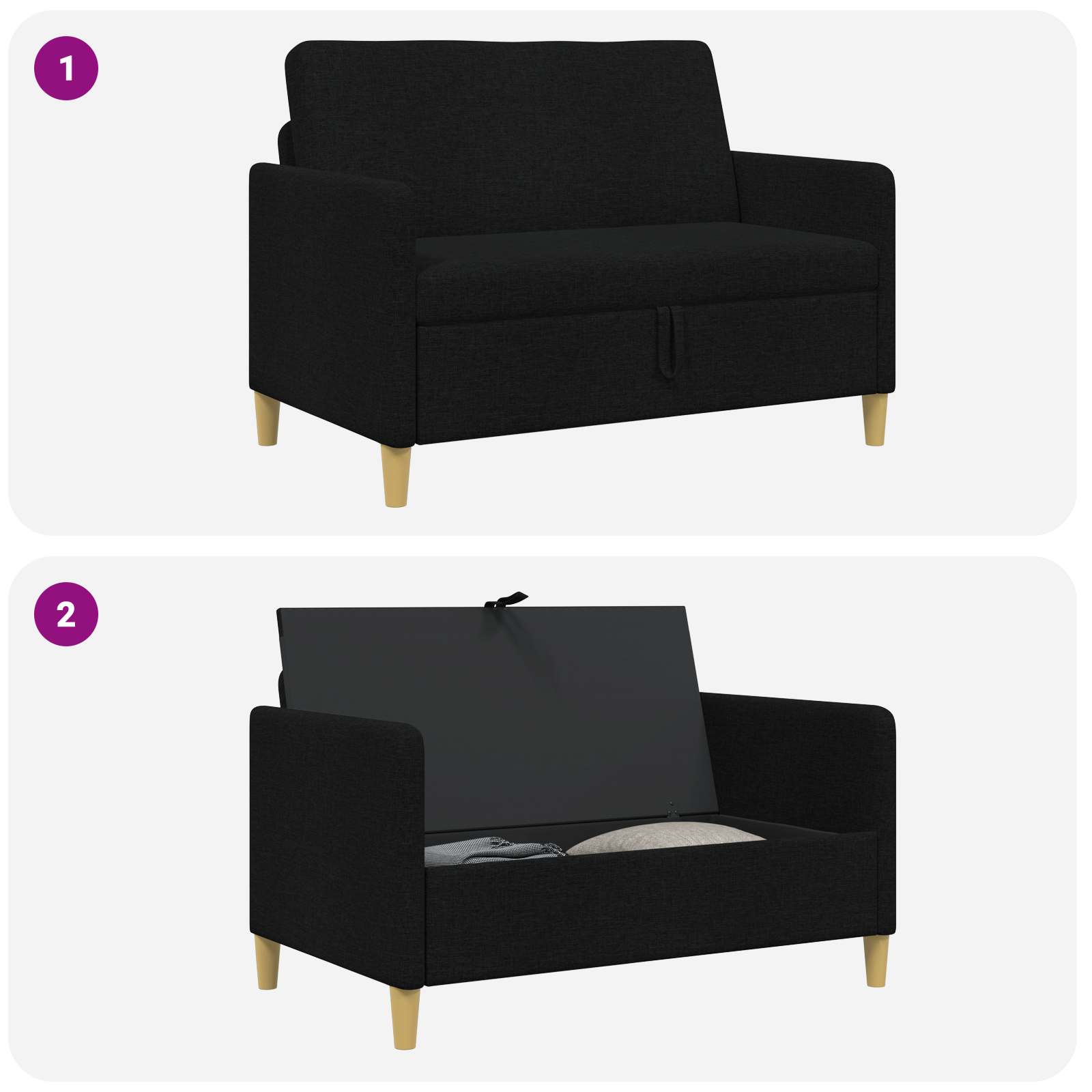 vidaXL Sofa z miejscem do przechowywania Czarny 122 x 78 x 87 cm