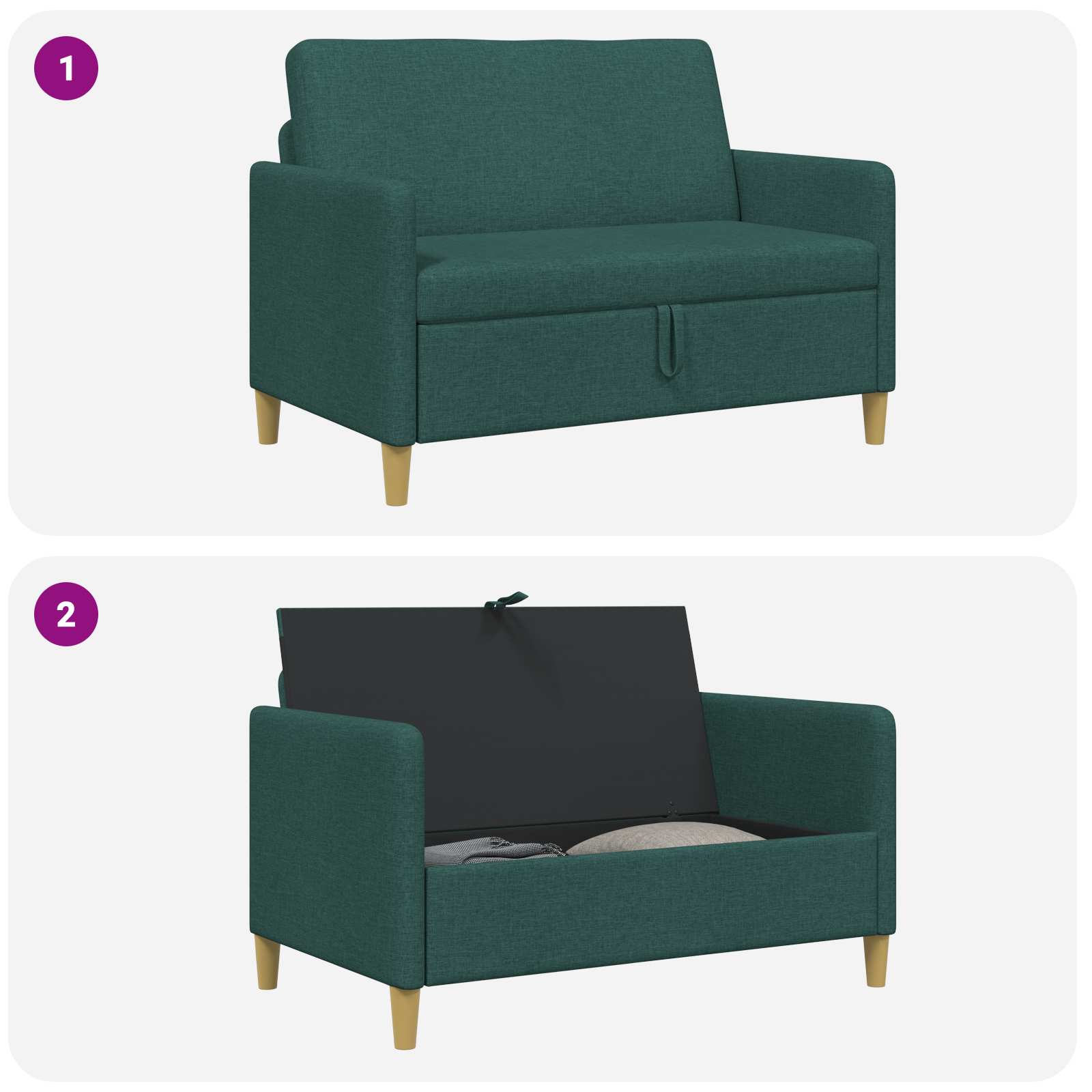 vidaXL Sofa z miejscem do przechowywania Ciemnozielony