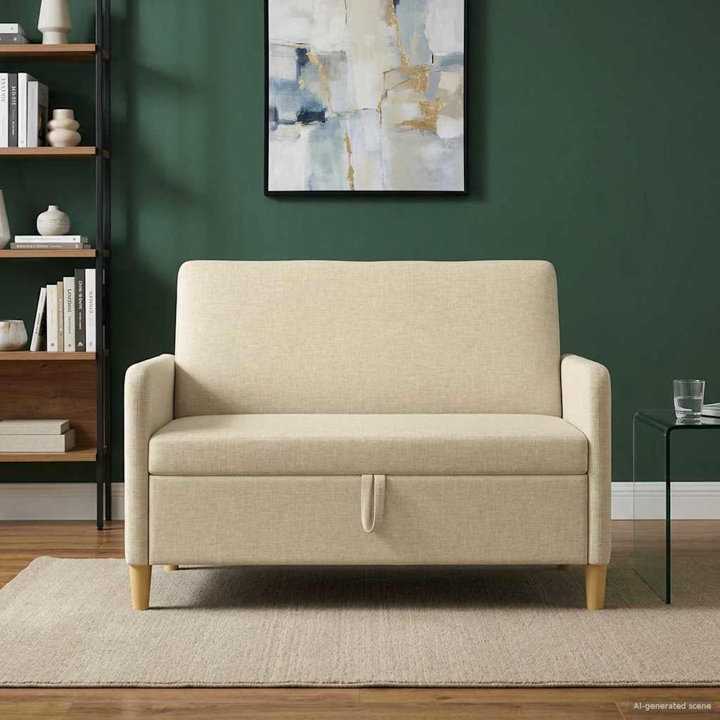 vidaXL Sofa z miejscem do przechowywania kremowy 122 x 78 x 87 cm