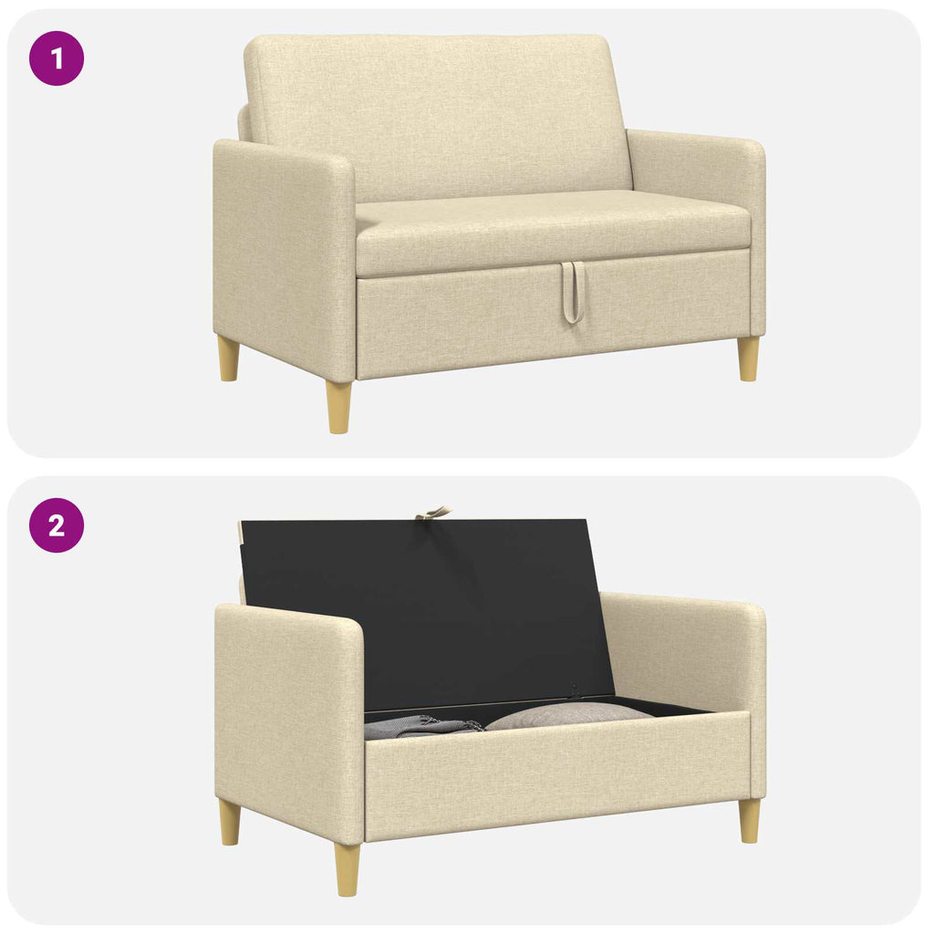 vidaXL Sofa z miejscem do przechowywania kremowy 122 x 78 x 87 cm