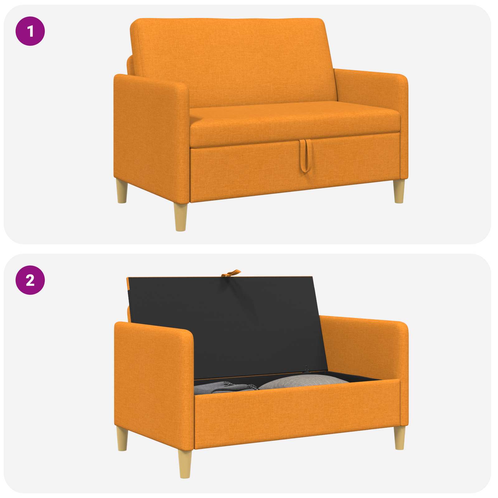 vidaXL Sofa z miejscem do przechowywania Ciemny Żółty 122 x 78 x 87 cm