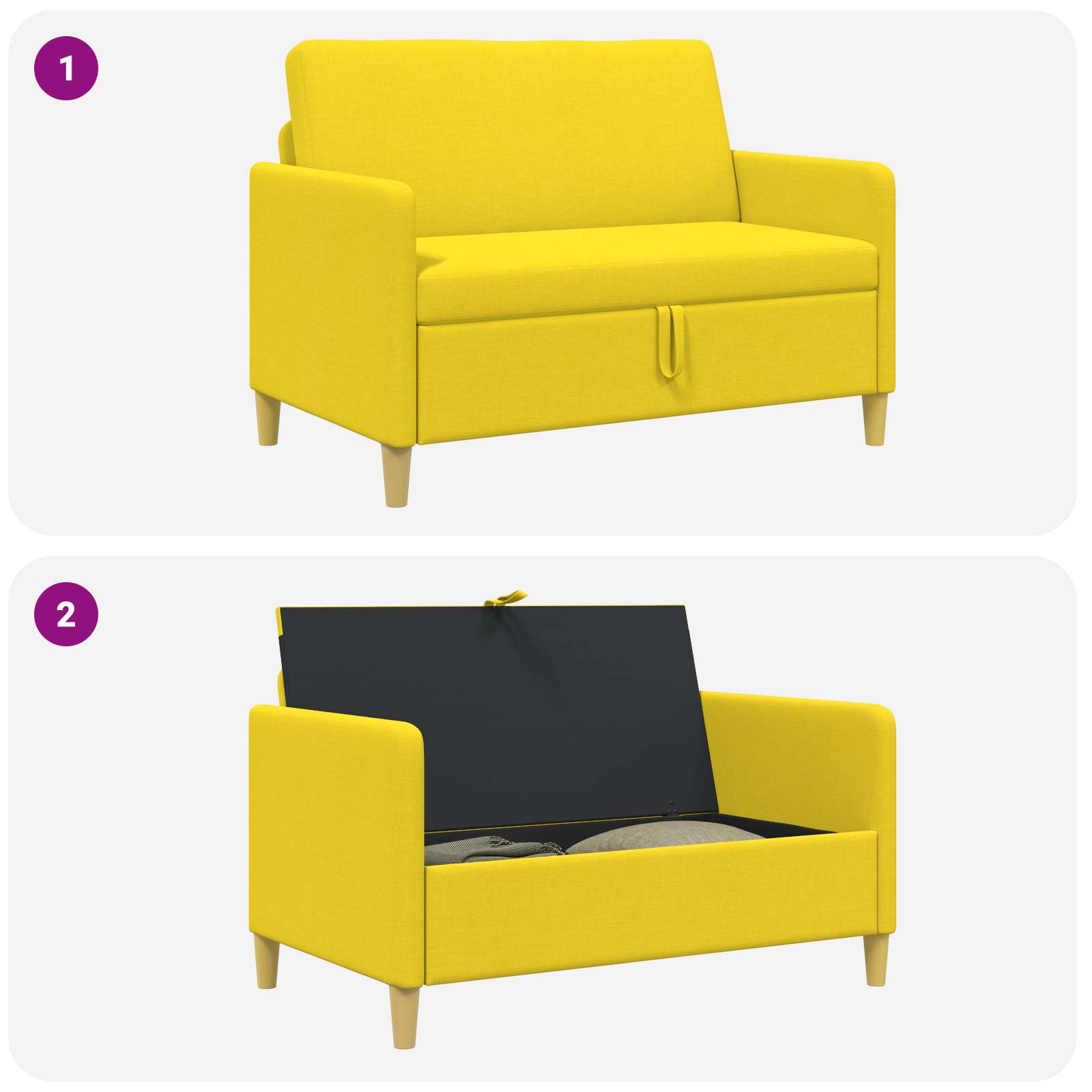 vidaXL Sofa z miejscem do przechowywania Jasnożółty 122 x 78 x 87 cm