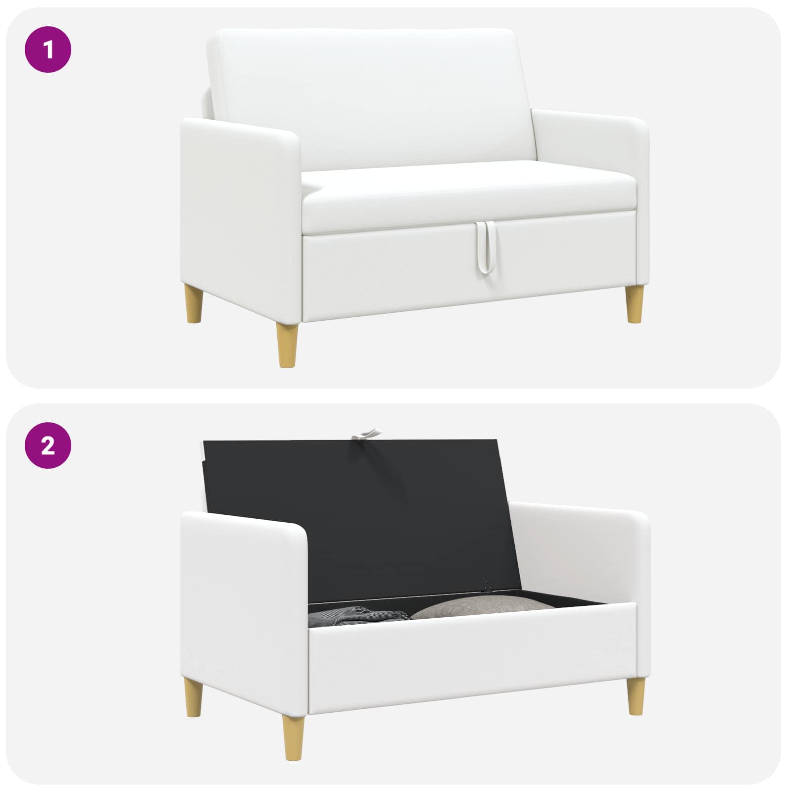 vidaXL Sofa z miejscem do przechowywania Biały 122 x 78 x 87 cm