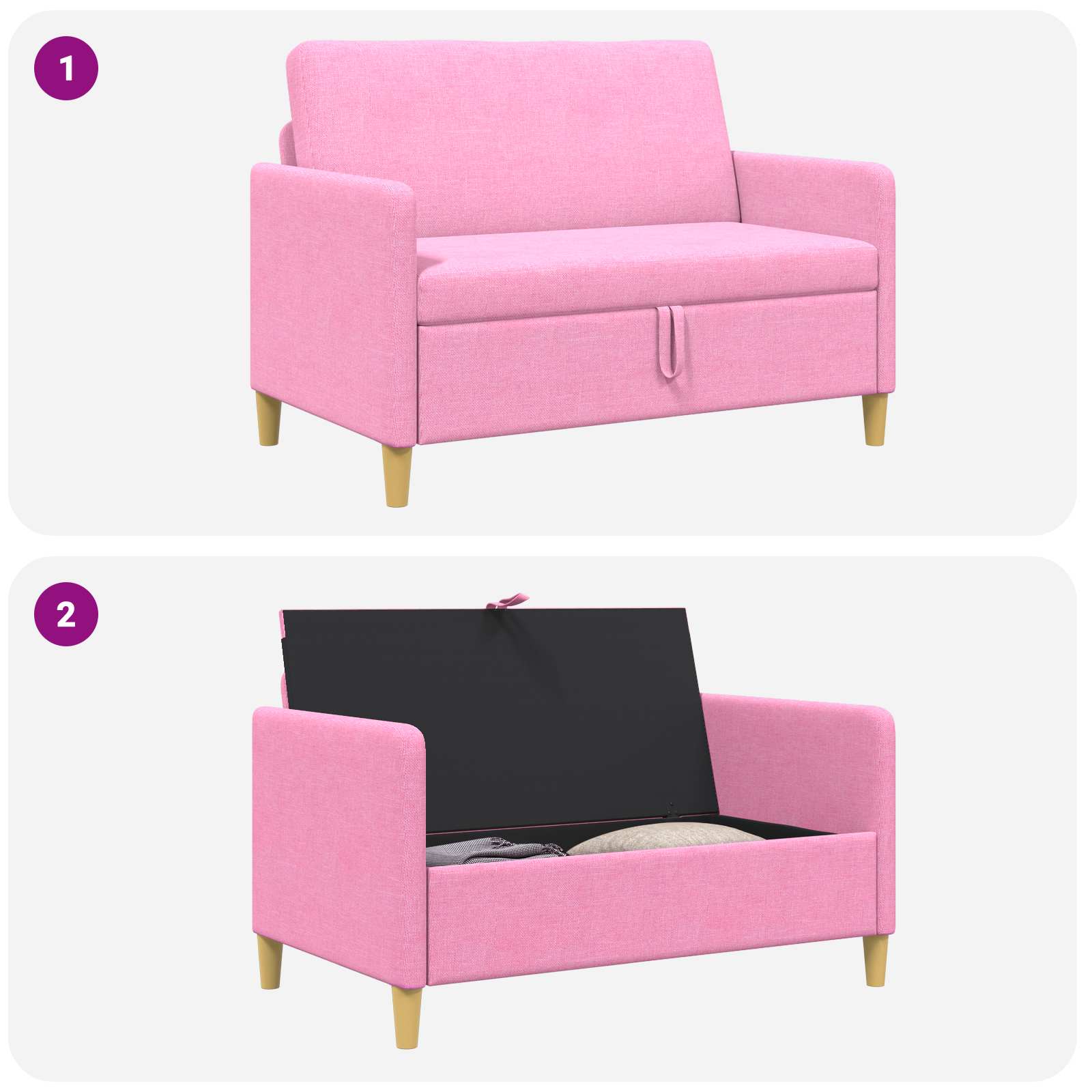 vidaXL Sofa z miejscem do przechowywania różowy 122 x 78 x 87 cm