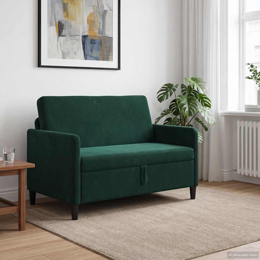 vidaXL Sofa z miejscem do przechowywania Ciemnozielony Poliester