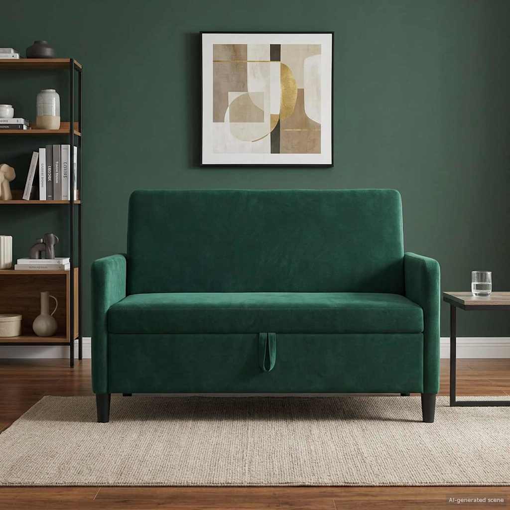vidaXL Sofa z miejscem do przechowywania Ciemnozielony Poliester