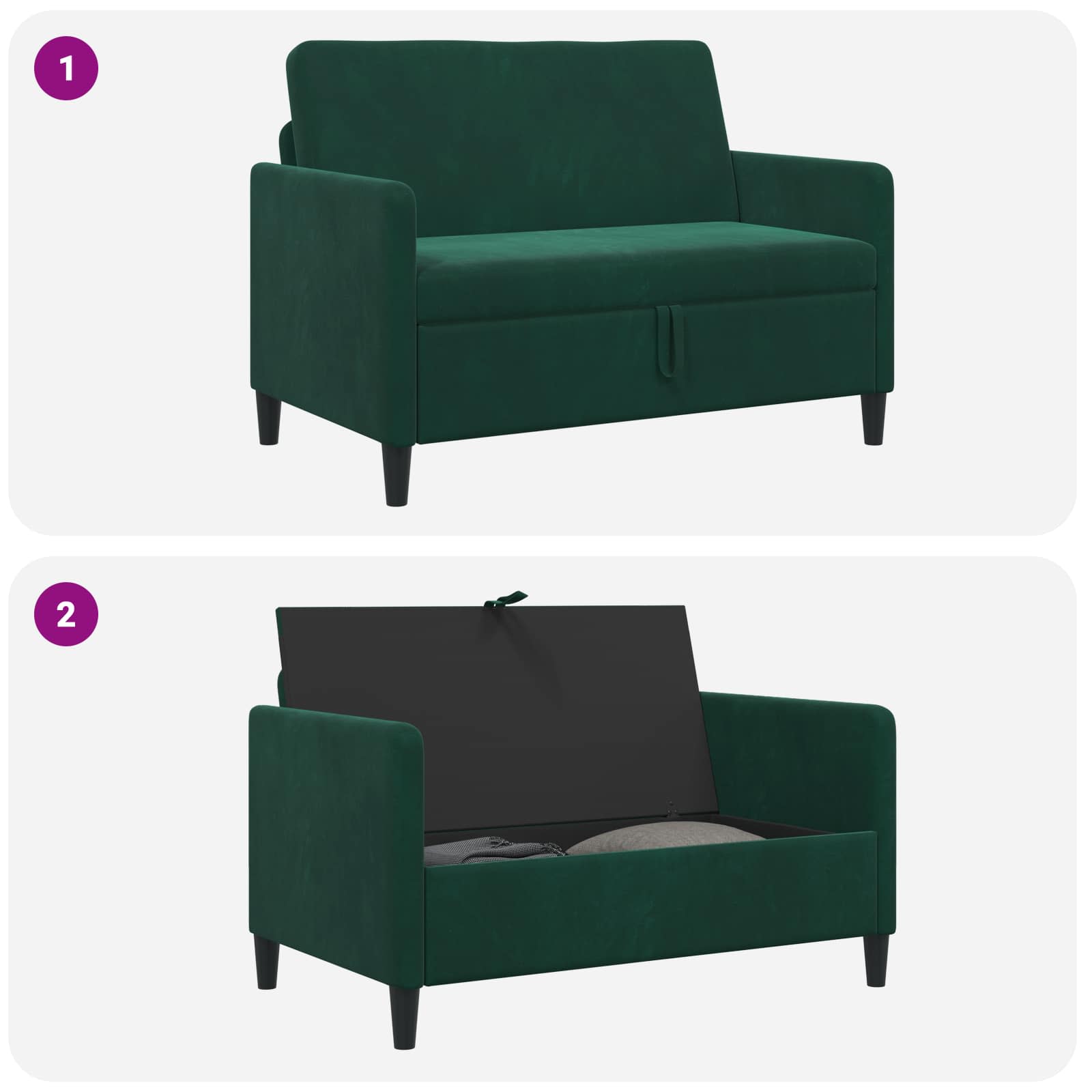 vidaXL Sofa z miejscem do przechowywania Ciemnozielony Poliester