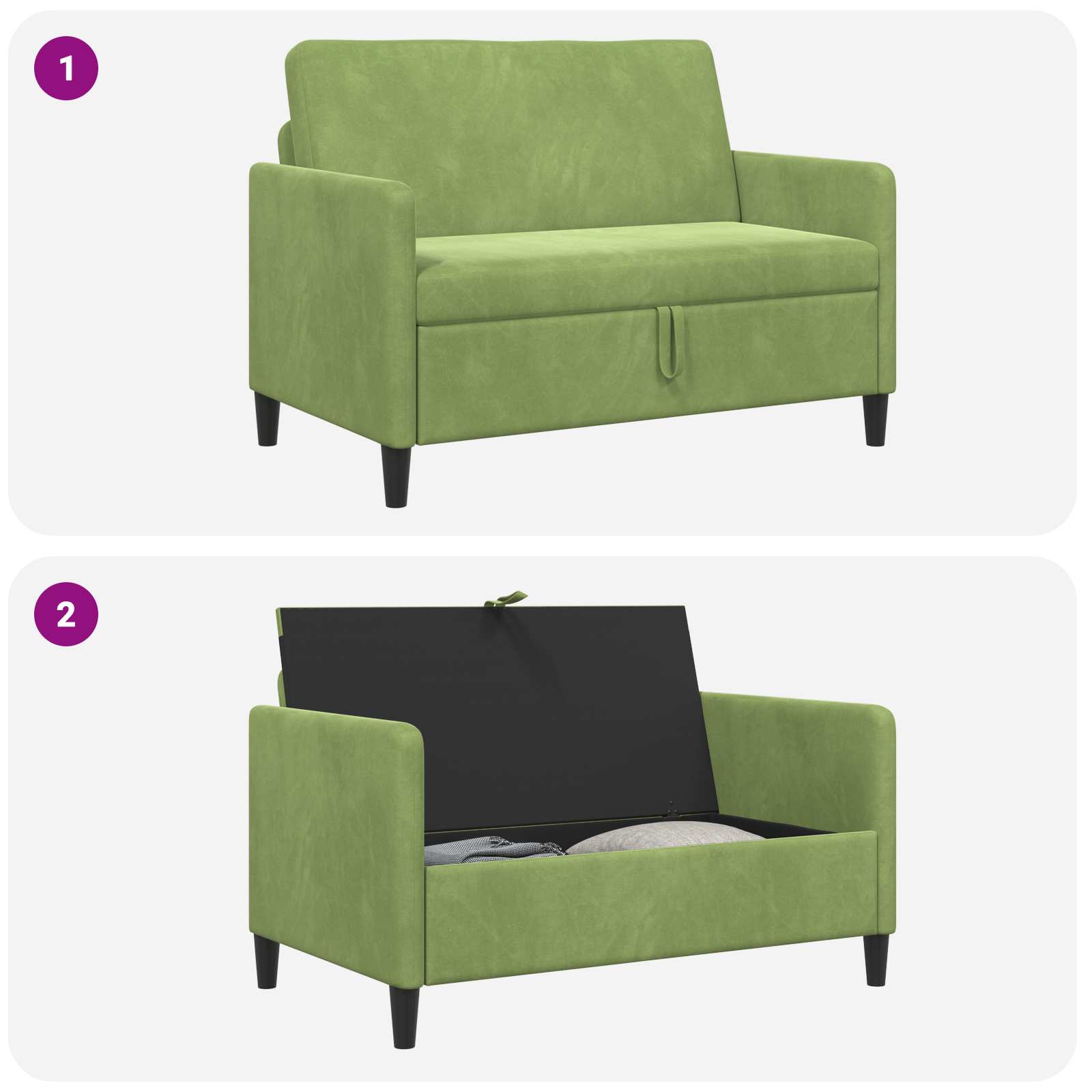 vidaXL Sofa z miejscem do przechowywania Jasnozielony 122 x 78 x 87 cm